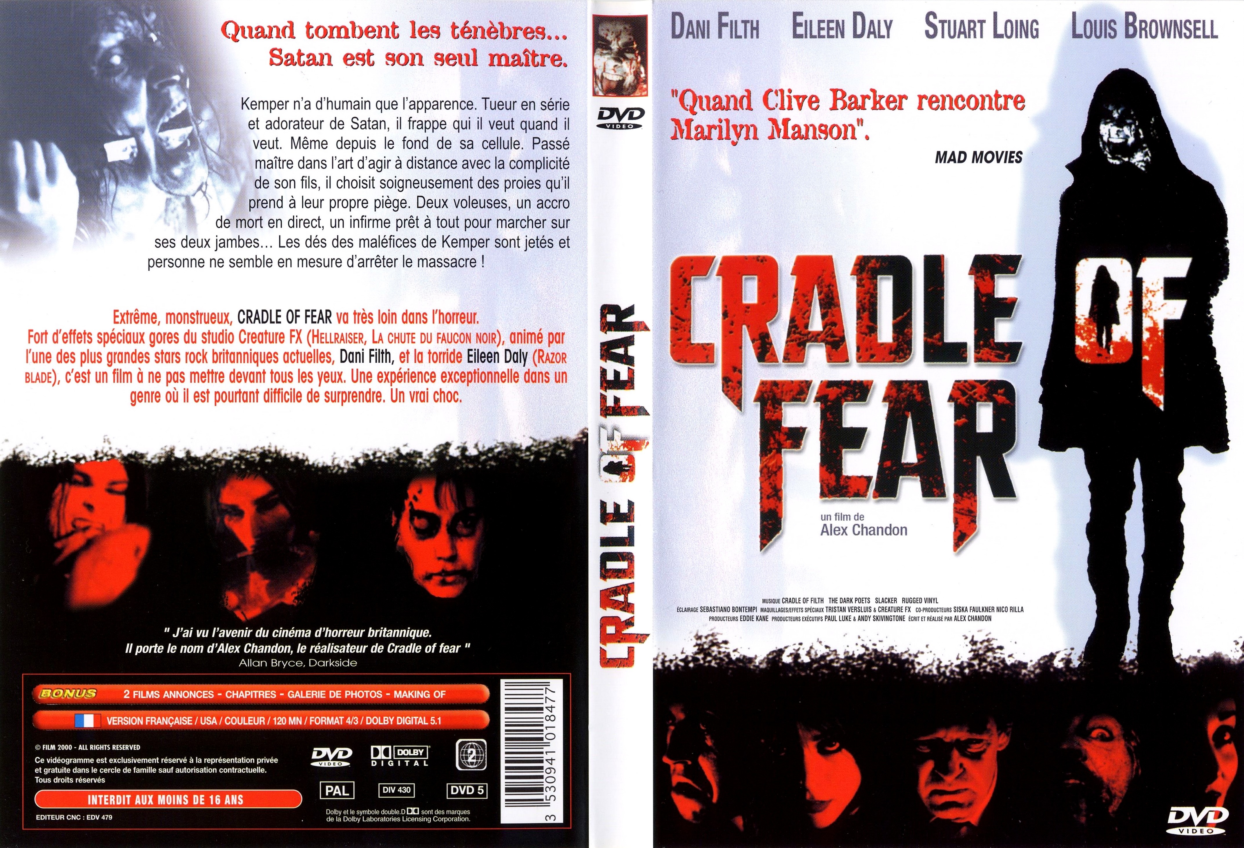 Jaquette DVD Cradle of fear