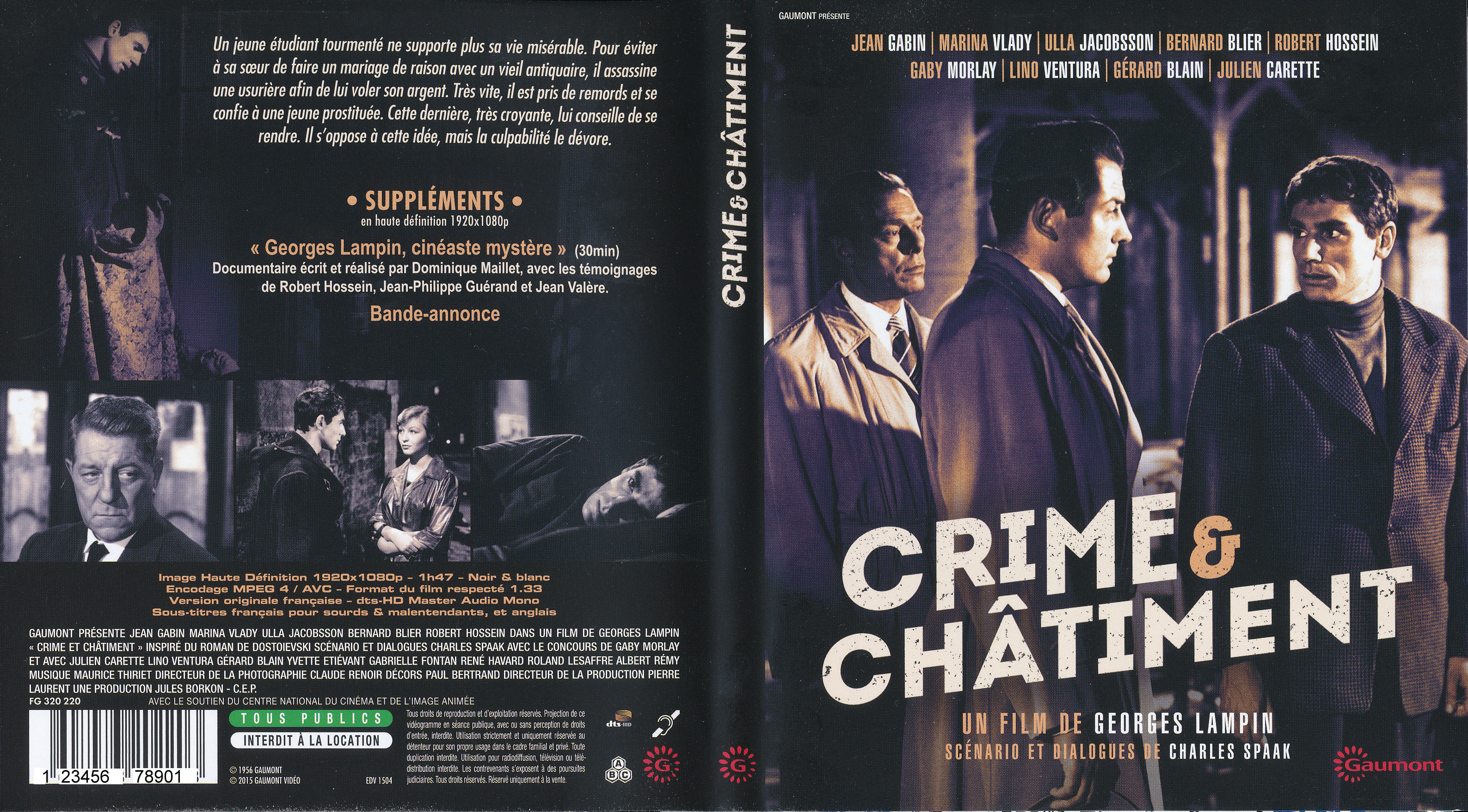 Jaquette DVD Crime et chatiment (Jean Gabin) (BLU-RAY)