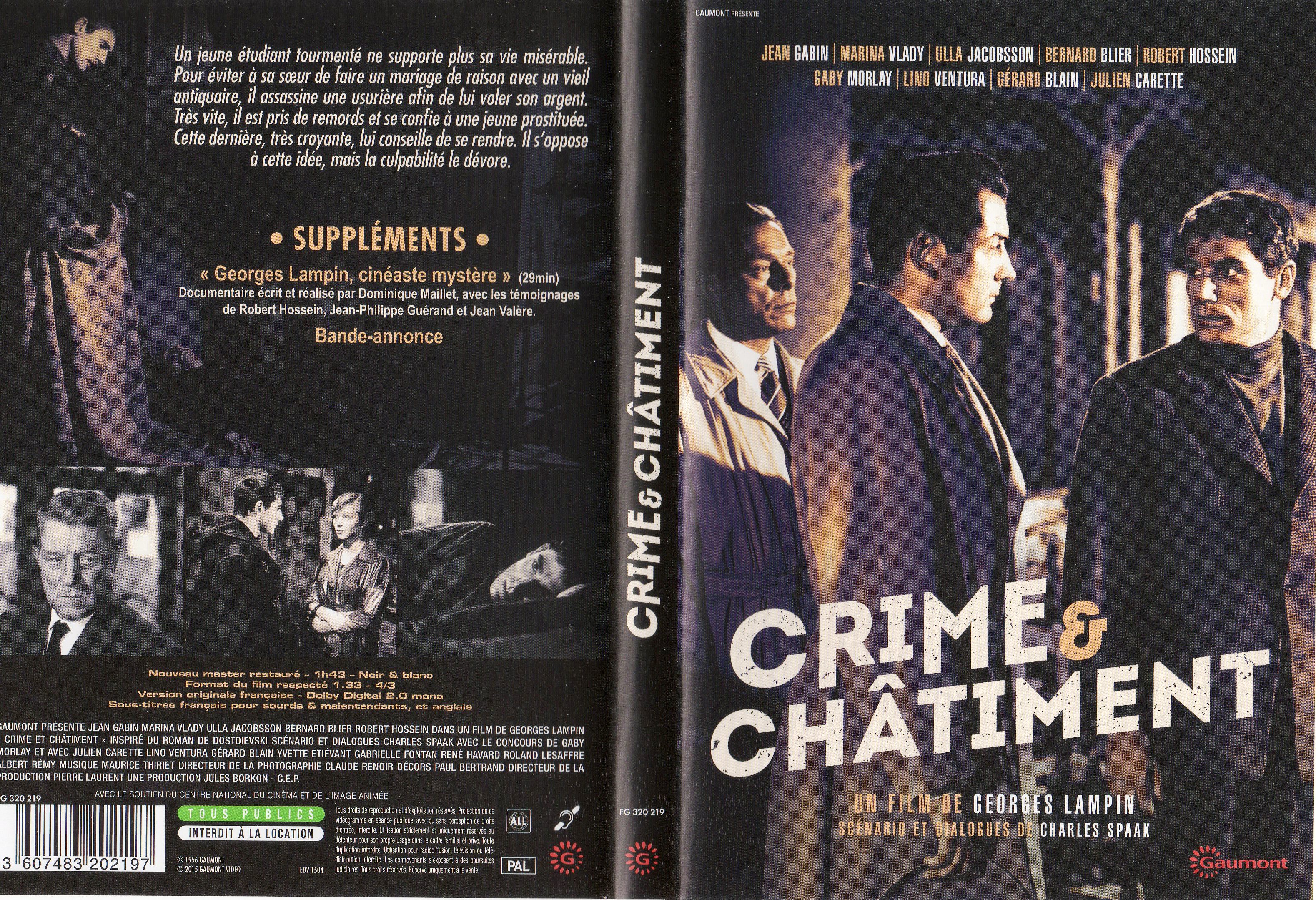 Jaquette DVD Crime et chatiment (Jean Gabin) v2