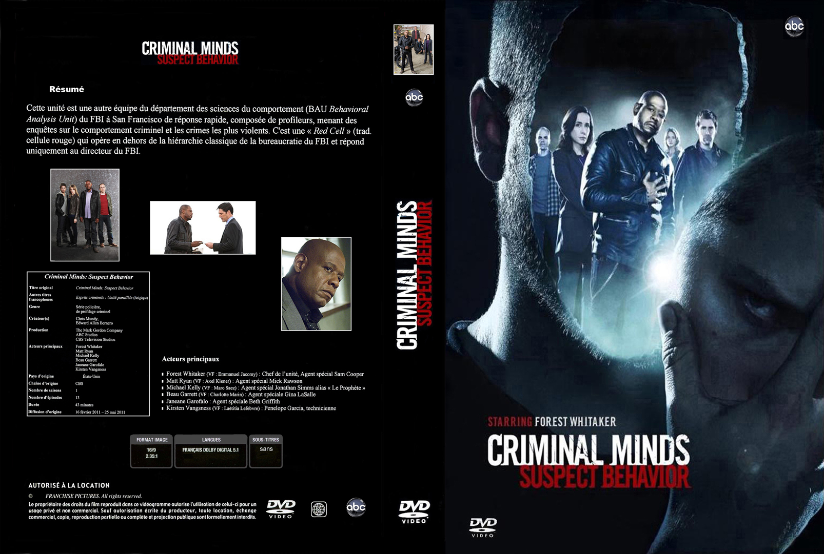 Jaquette DVD Criminal Minds Suspect Behavior la srie custom