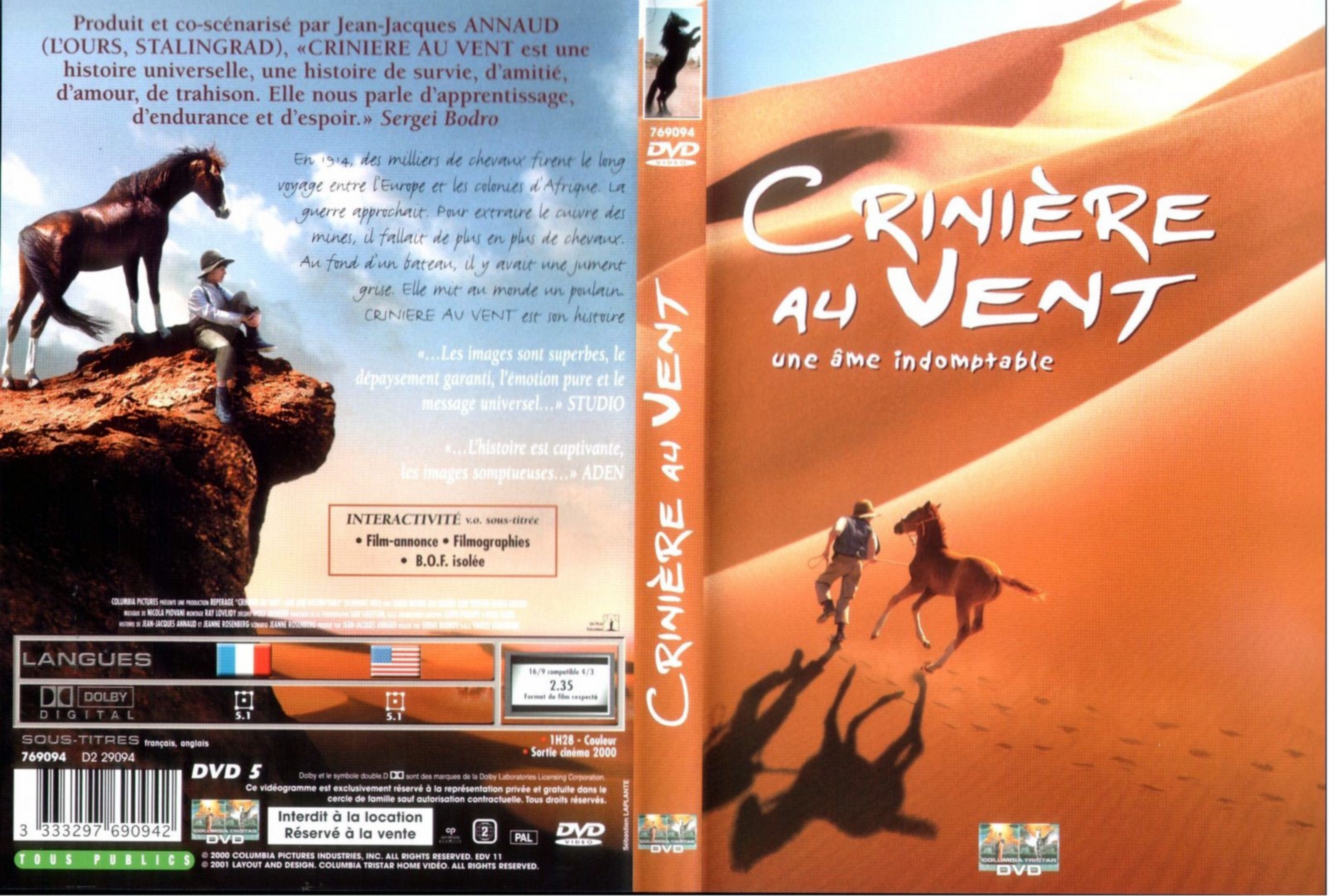 Jaquette DVD Crinire au vent