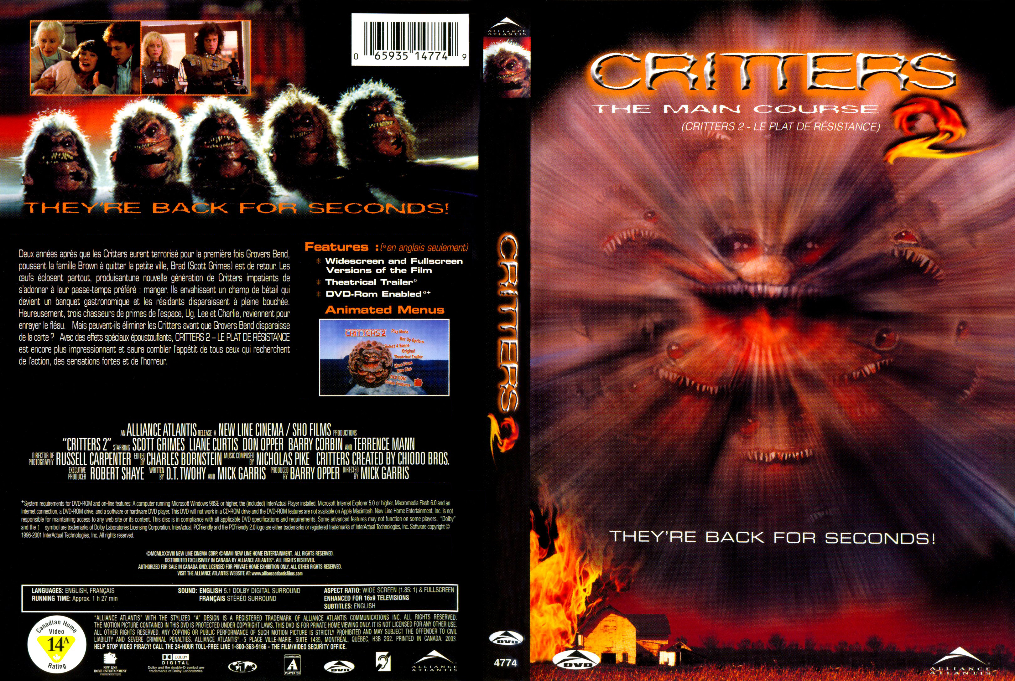 Jaquette DVD Critters 2 - The Main Course (Canadienne)