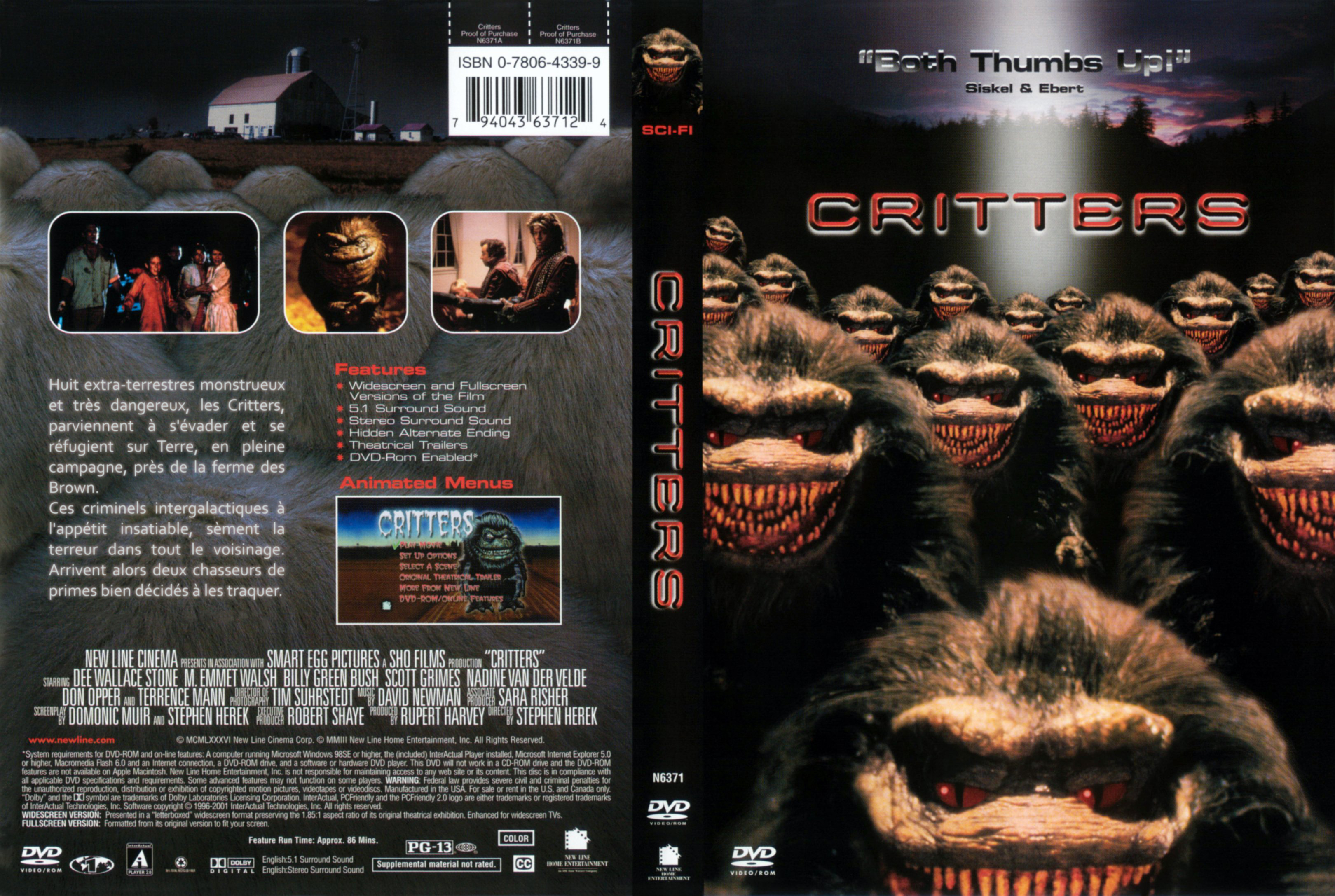 Jaquette DVD Critters (Canadienne)
