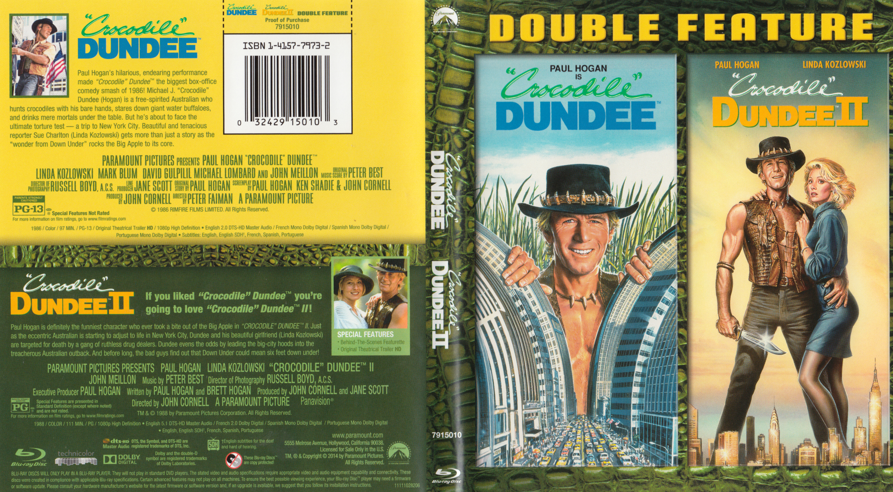 Jaquette DVD Crocodile Dundee 1-2 Zone 1 (BLU-RAY)