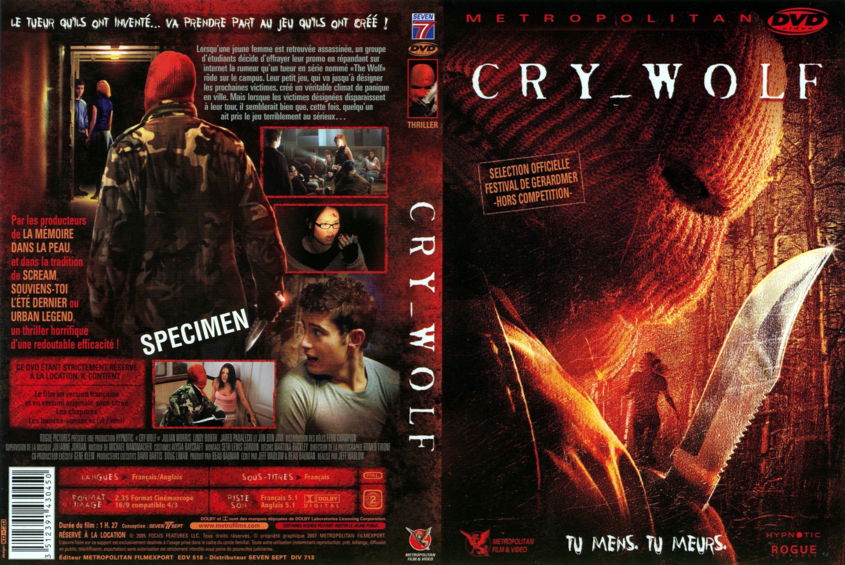 Jaquette DVD Cry wolf