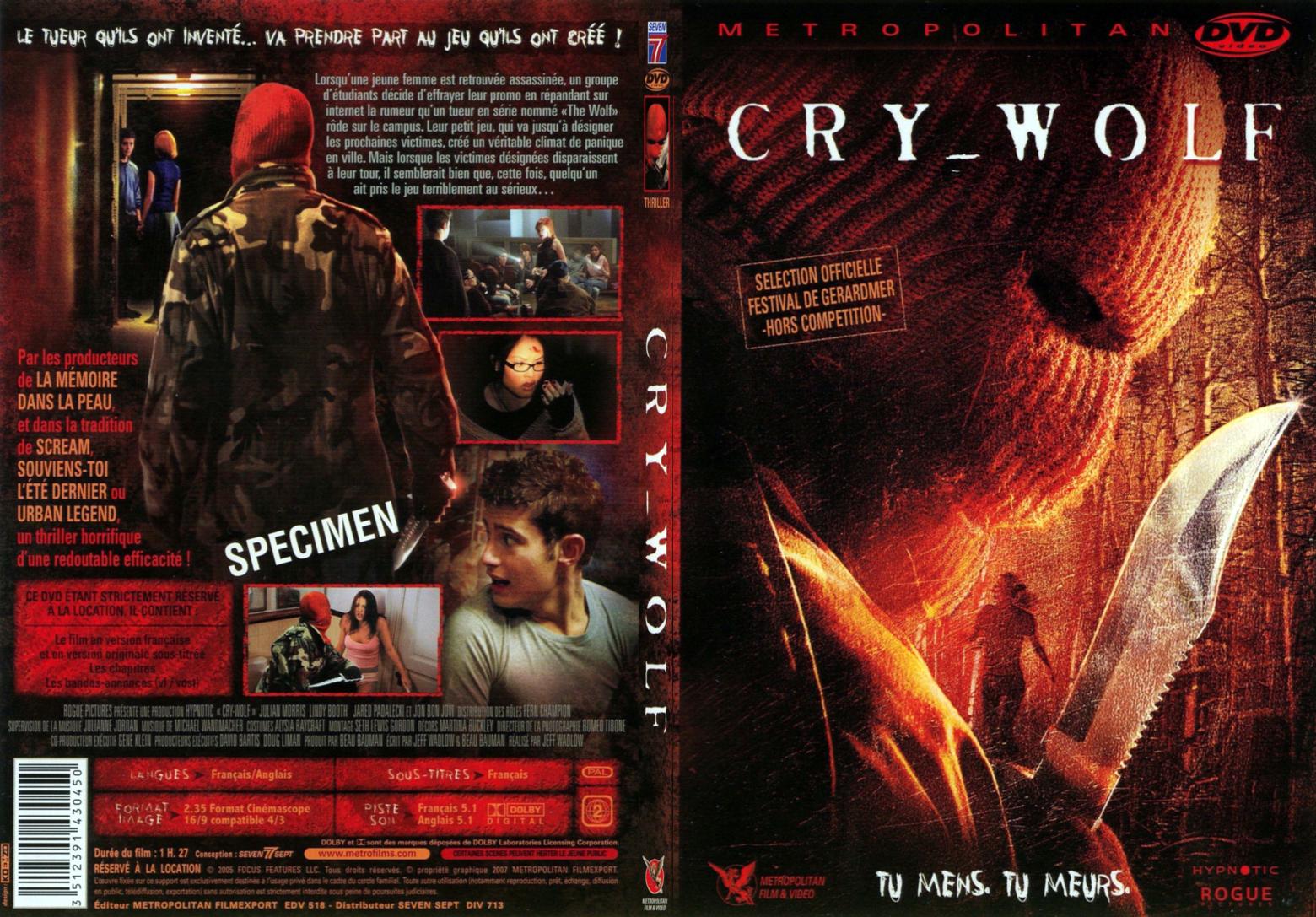 Jaquette DVD Cry wolf - SLIM