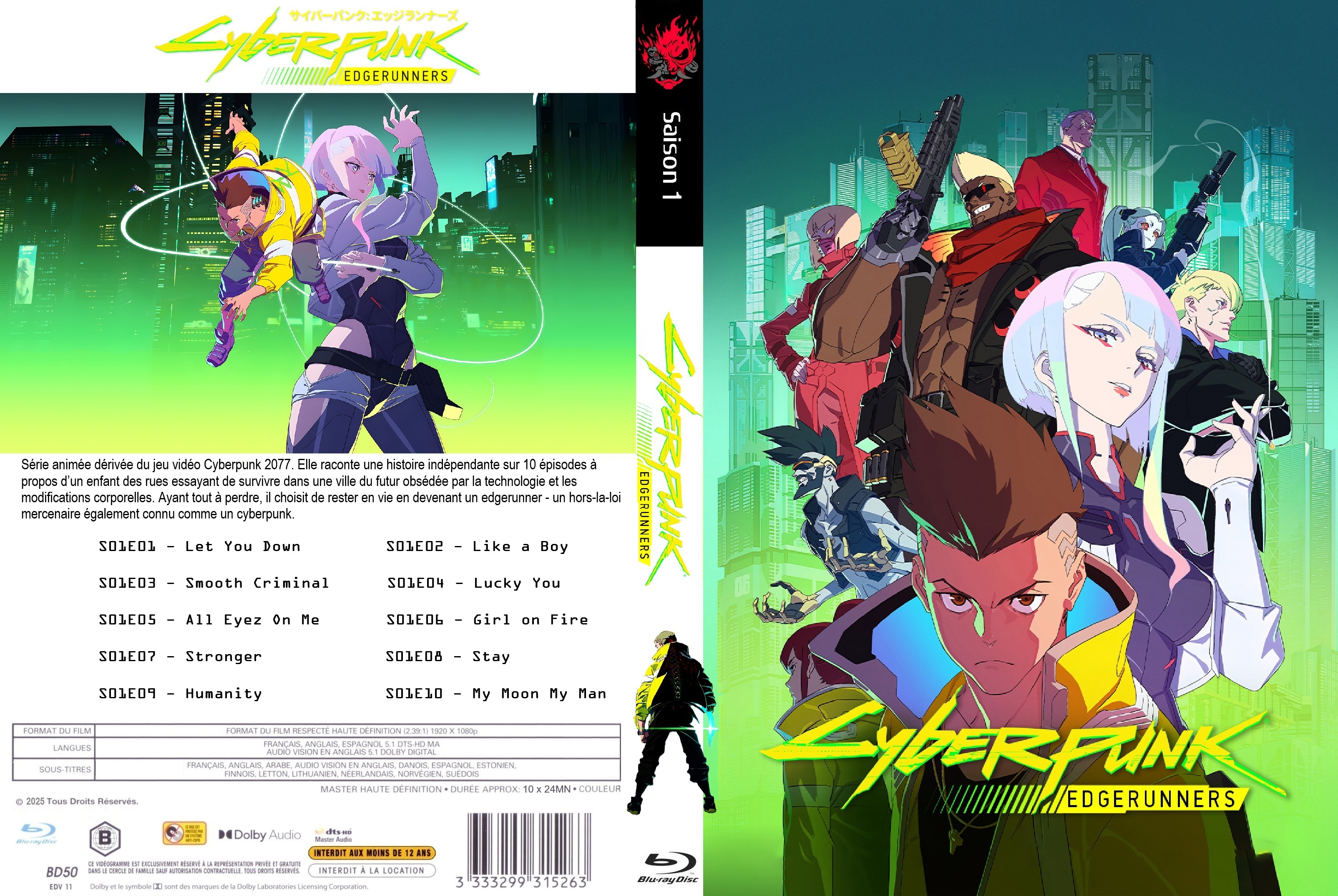 Jaquette DVD Cyberpunk Edgerunners saison 1 custom