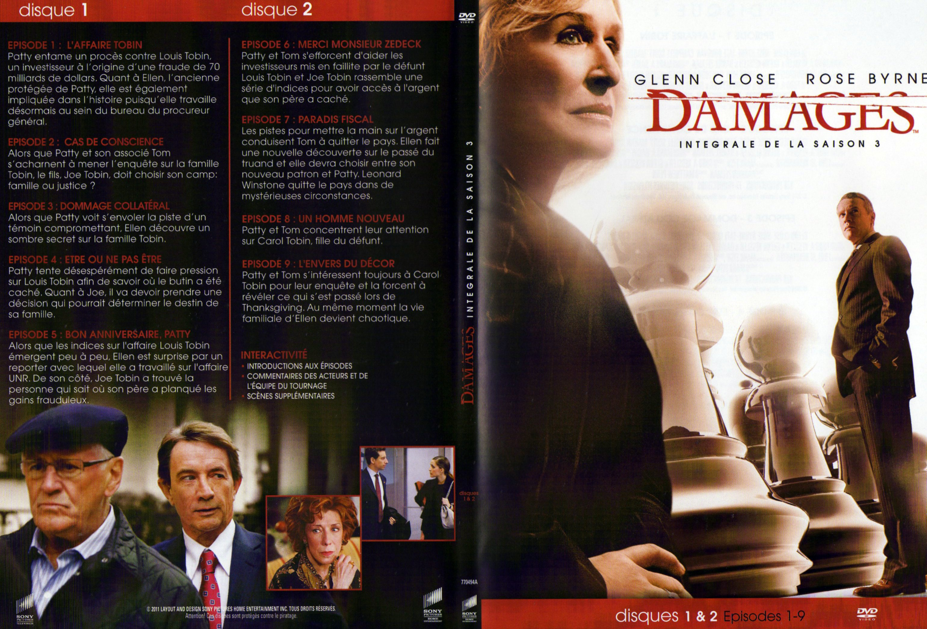 Jaquette DVD Damages Saison 3 DVD 1