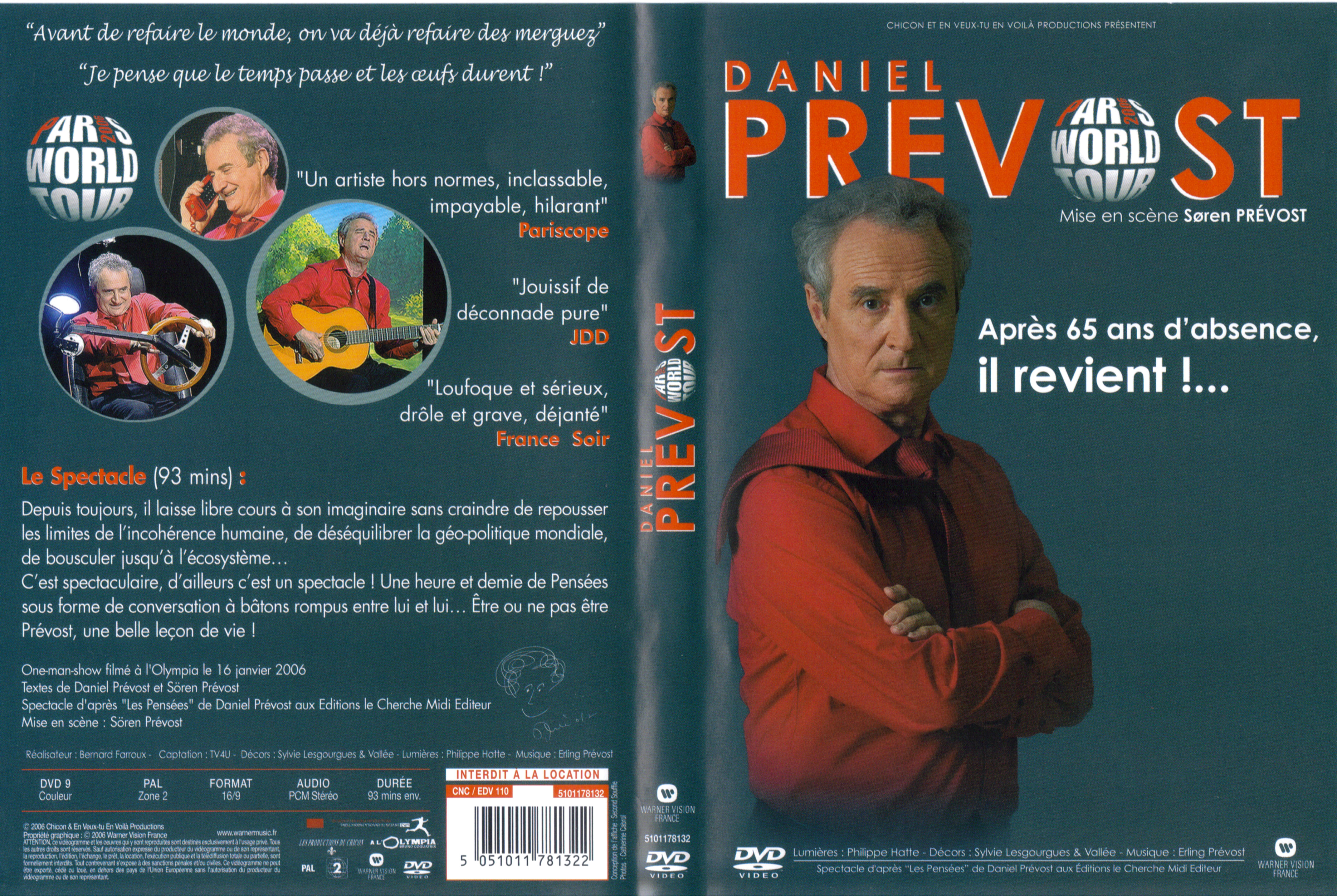 Jaquette DVD Daniel Prevost paris world tour