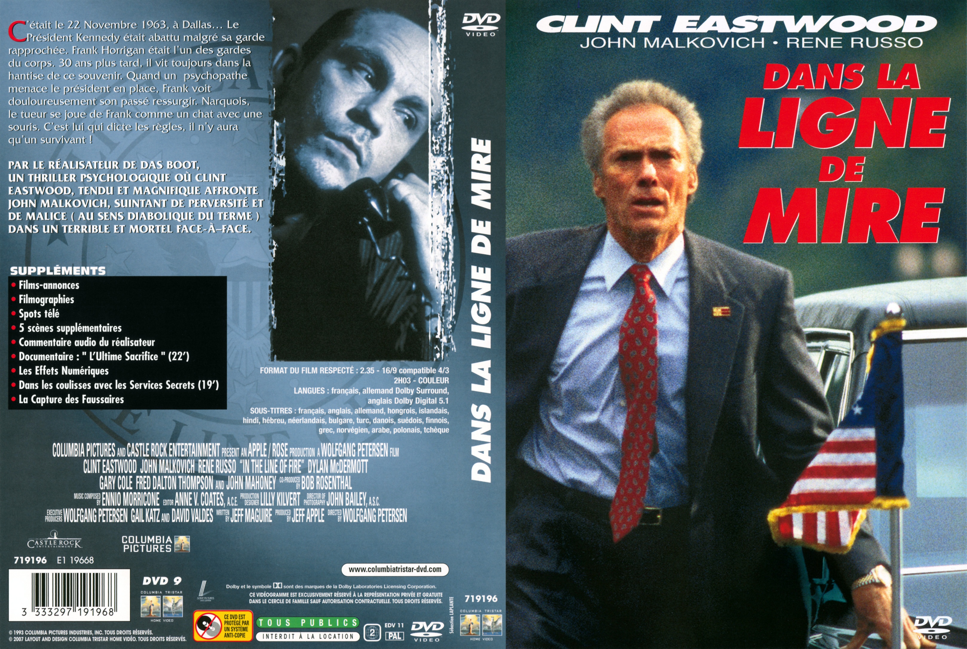 Jaquette DVD de Dans la ligne de mire v3 - Cinéma Passion - Film Dans La Ligne De Mire