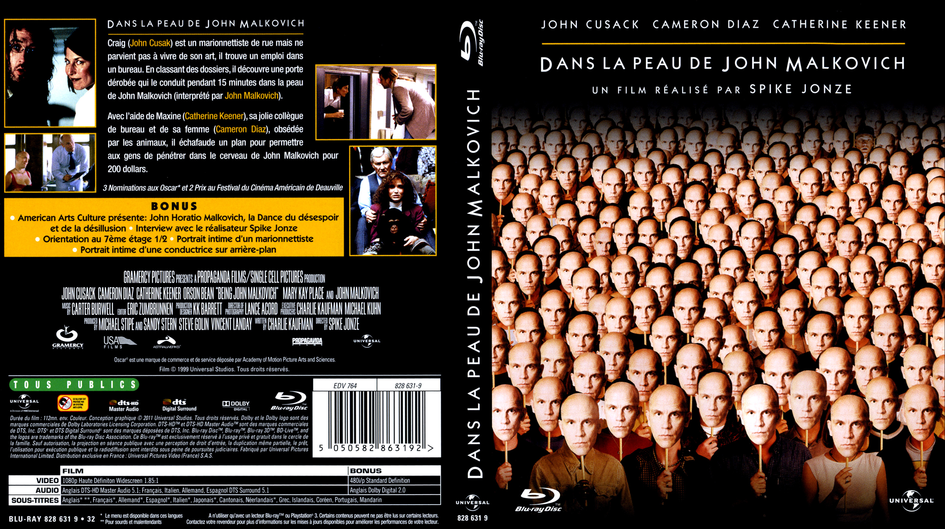Jaquette DVD Dans la peau de John Malkovich (BLU-RAY)