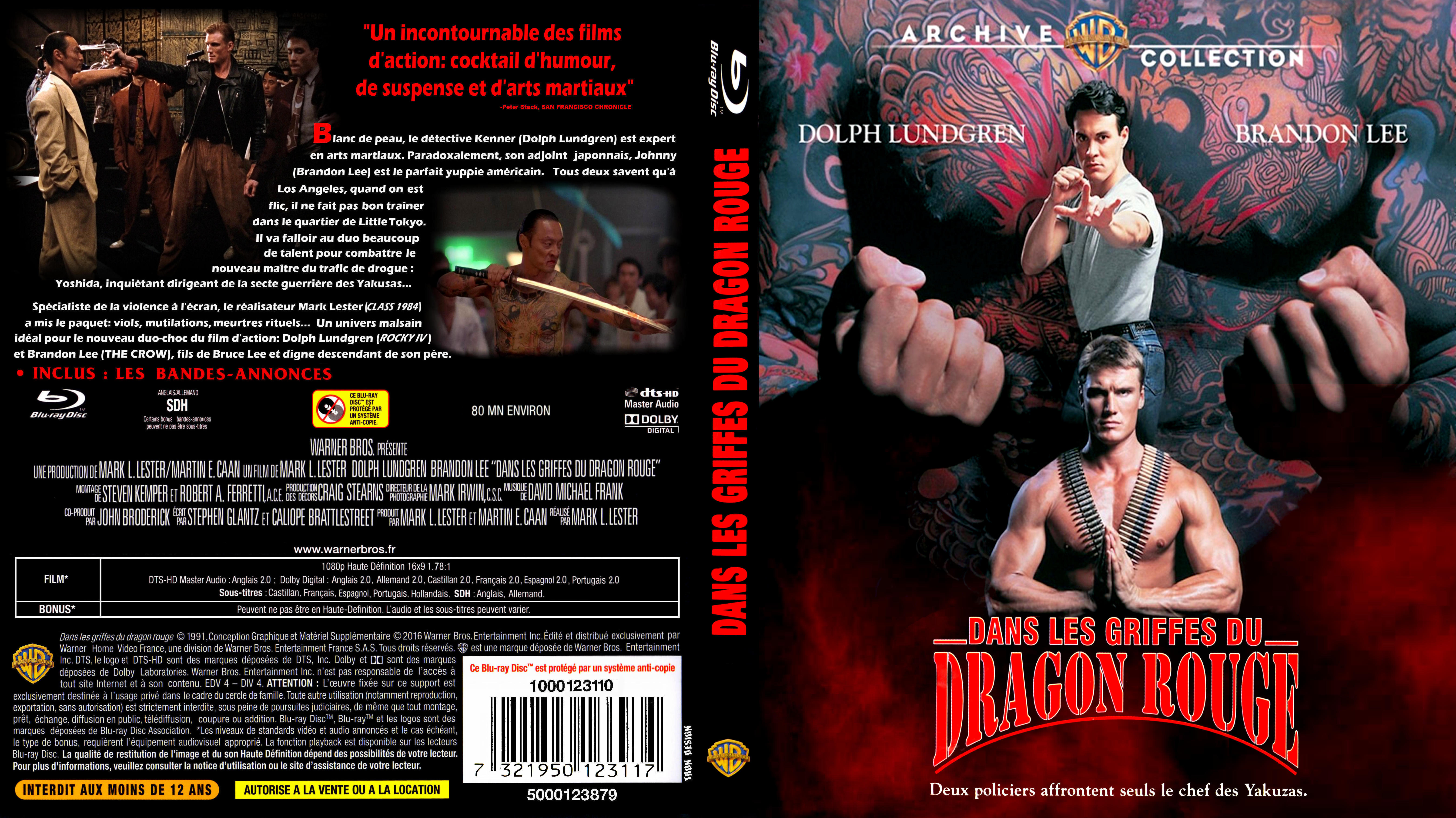 Jaquette DVD Dans les griffes du dragon rouge custom (BLU-RAY)