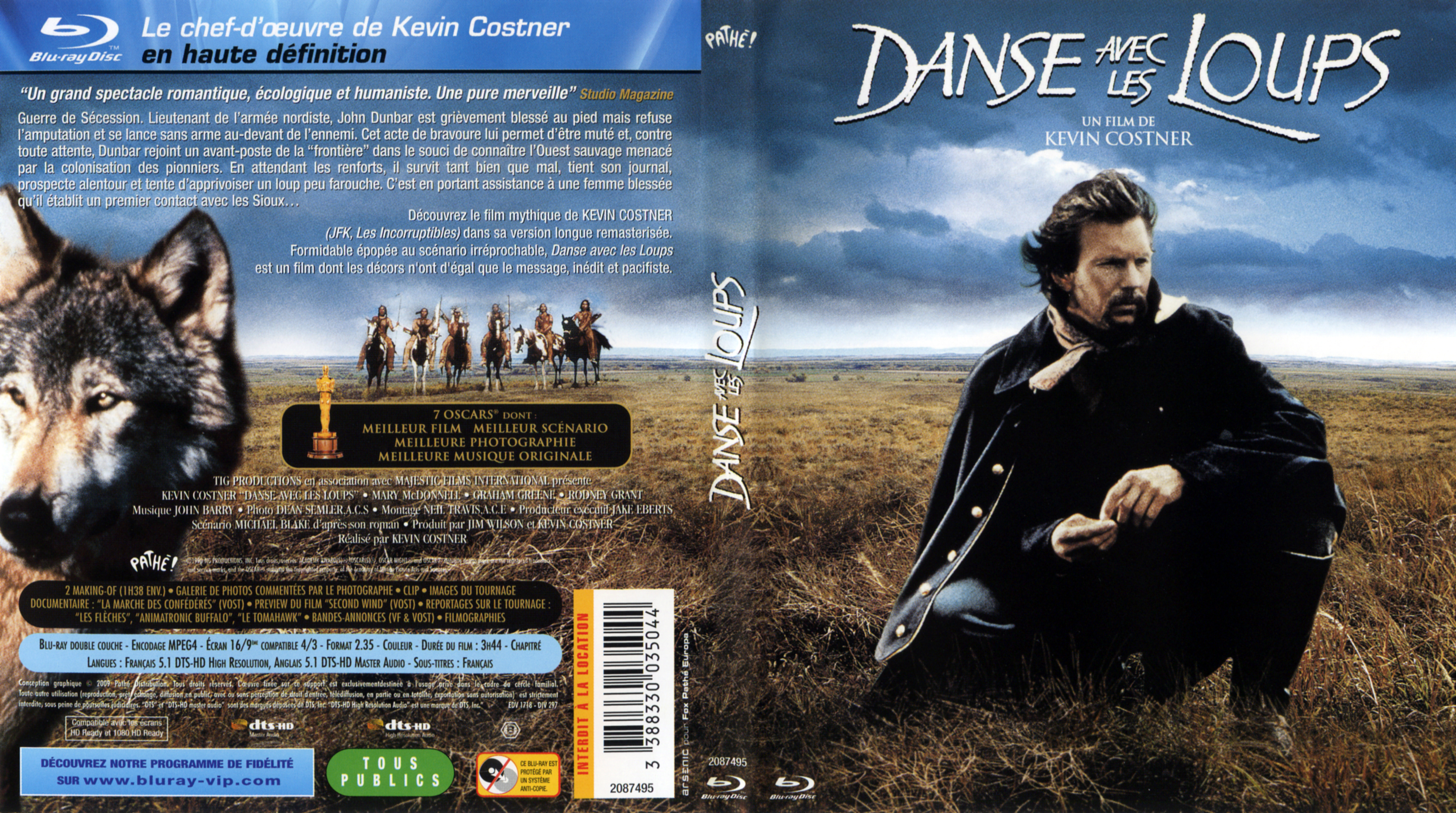 Jaquette DVD de Danse avec les loups (BLU-RAY) - Cinéma Passion