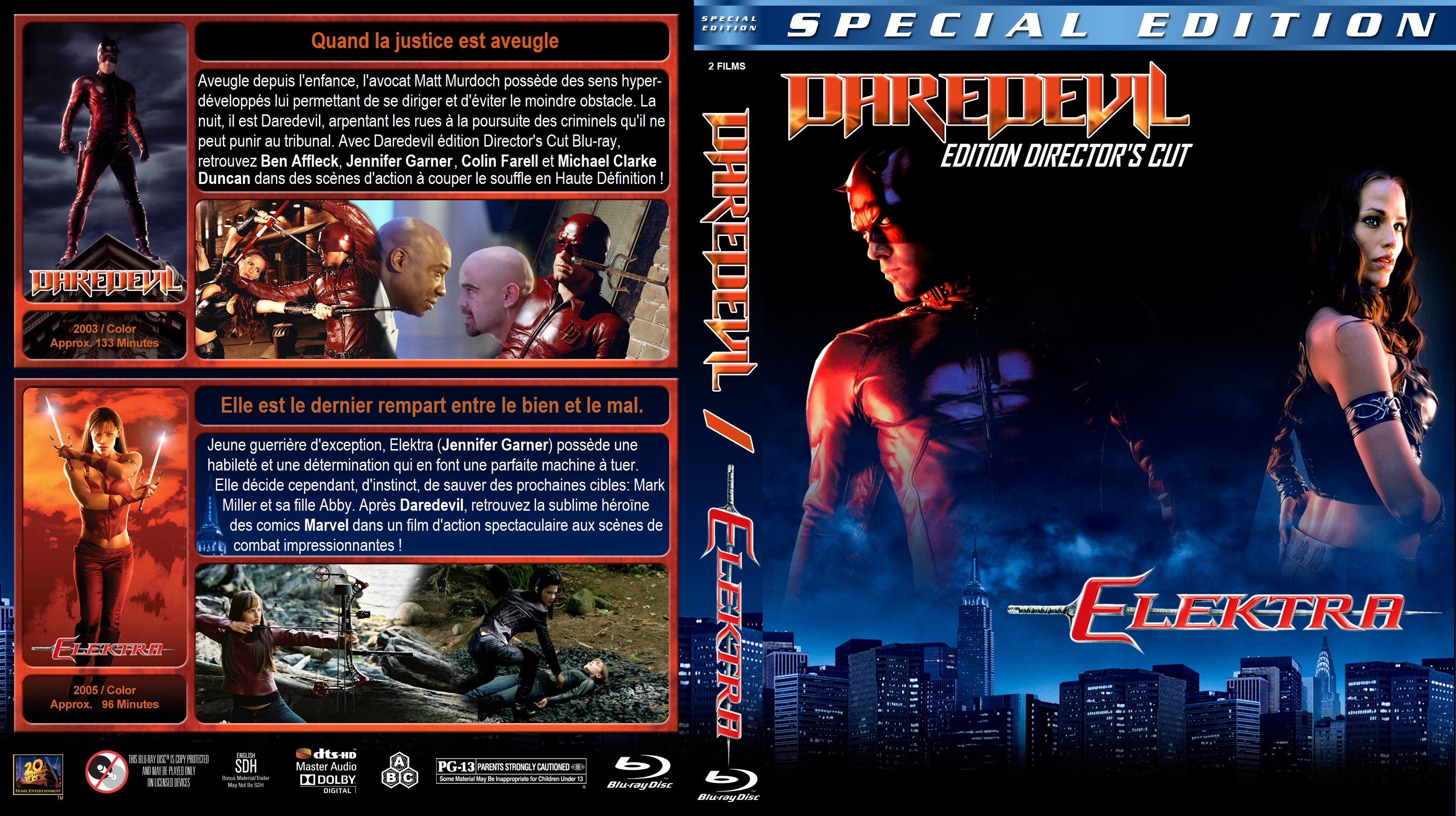 Jaquette DVD Daredevil + Elektra custom (BLU-RAY)