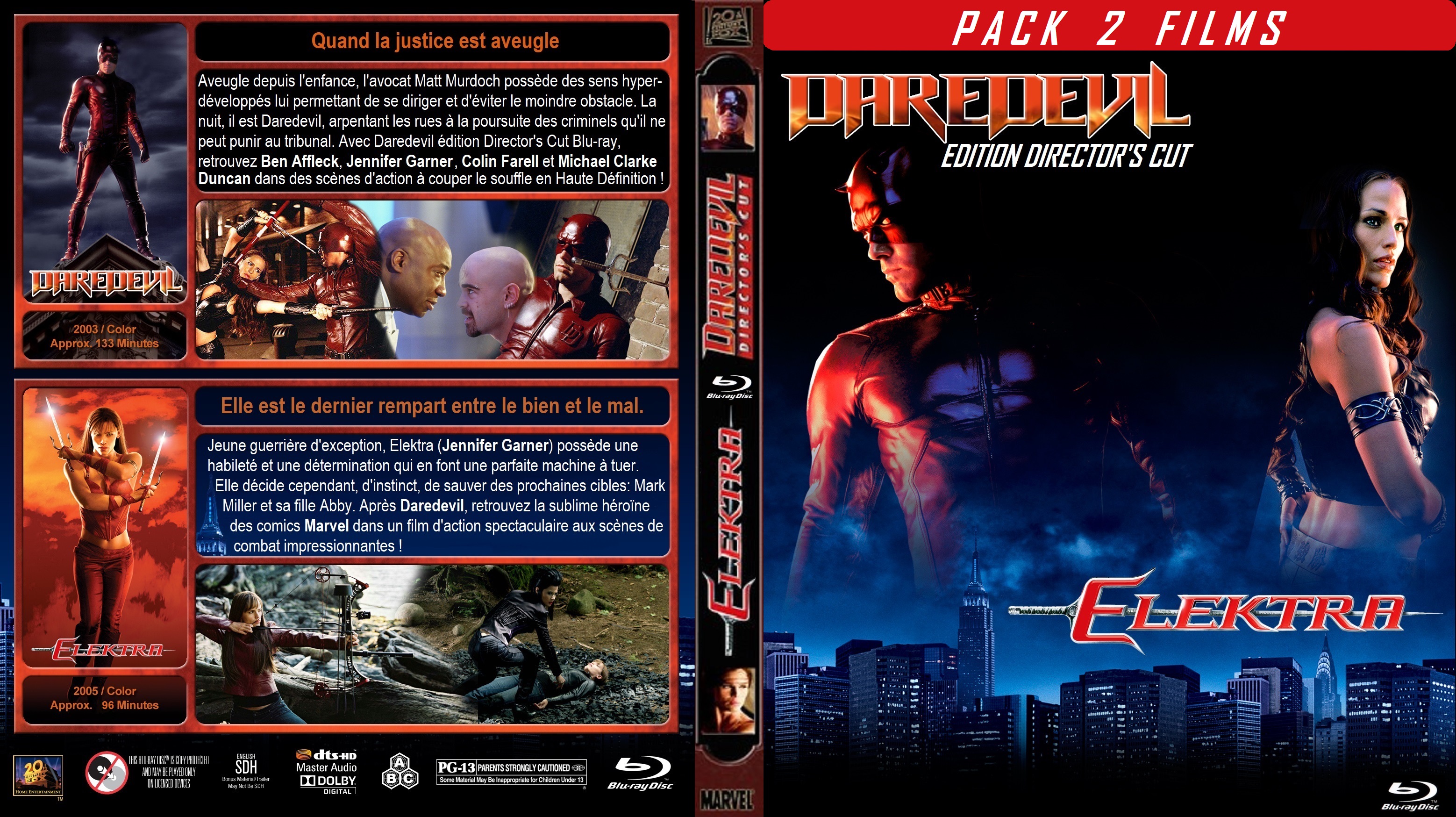 Jaquette DVD Daredevil + Elektra custom (BLU-RAY) v2