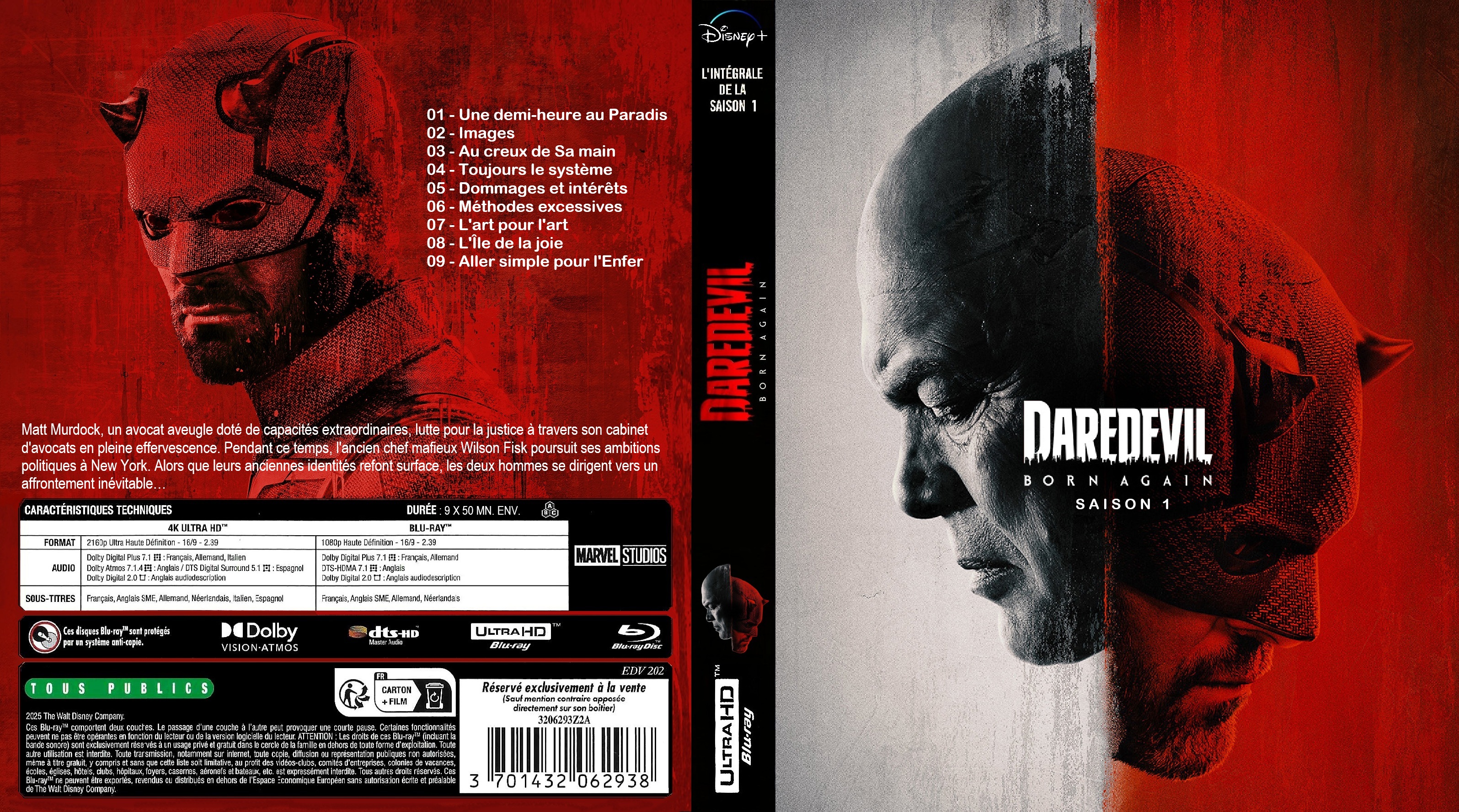Jaquette DVD Daredevil Born Again saison 1 4K custom (BLU-RAY) v2