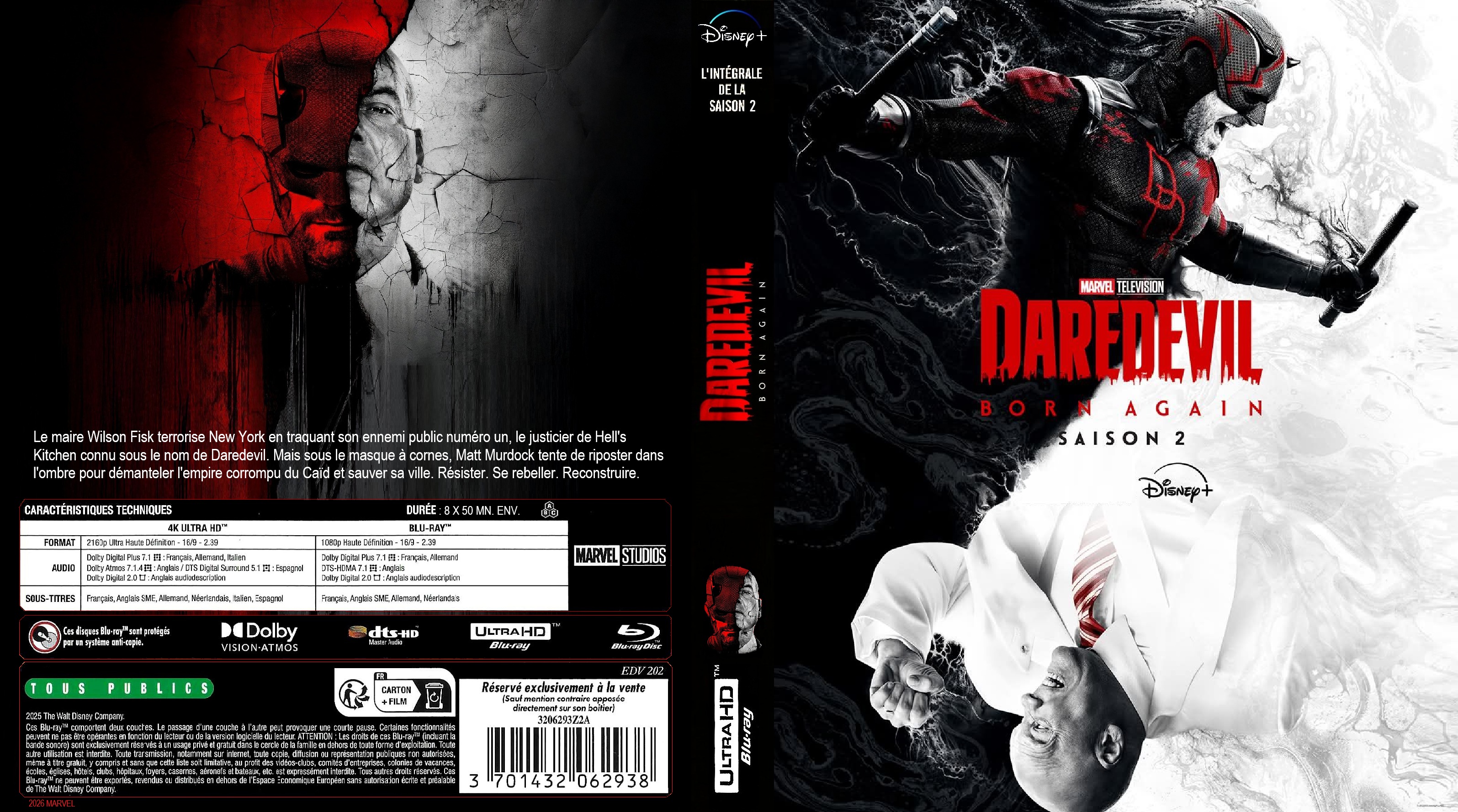 Jaquette DVD Daredevil Born Again saison 2 4K custom (BLU-RAY)