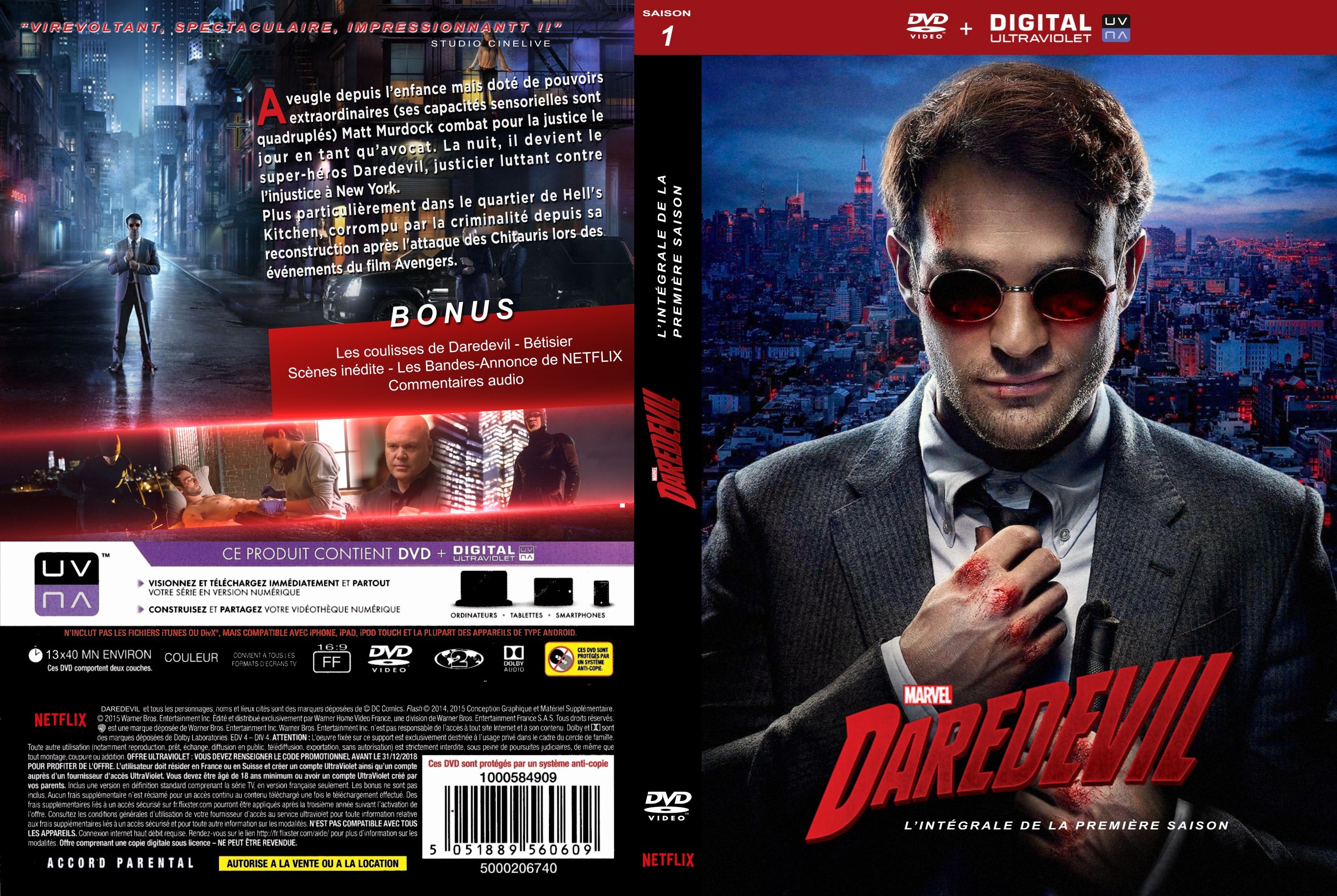 Jaquette DVD Daredevil Saison 1 custom v2