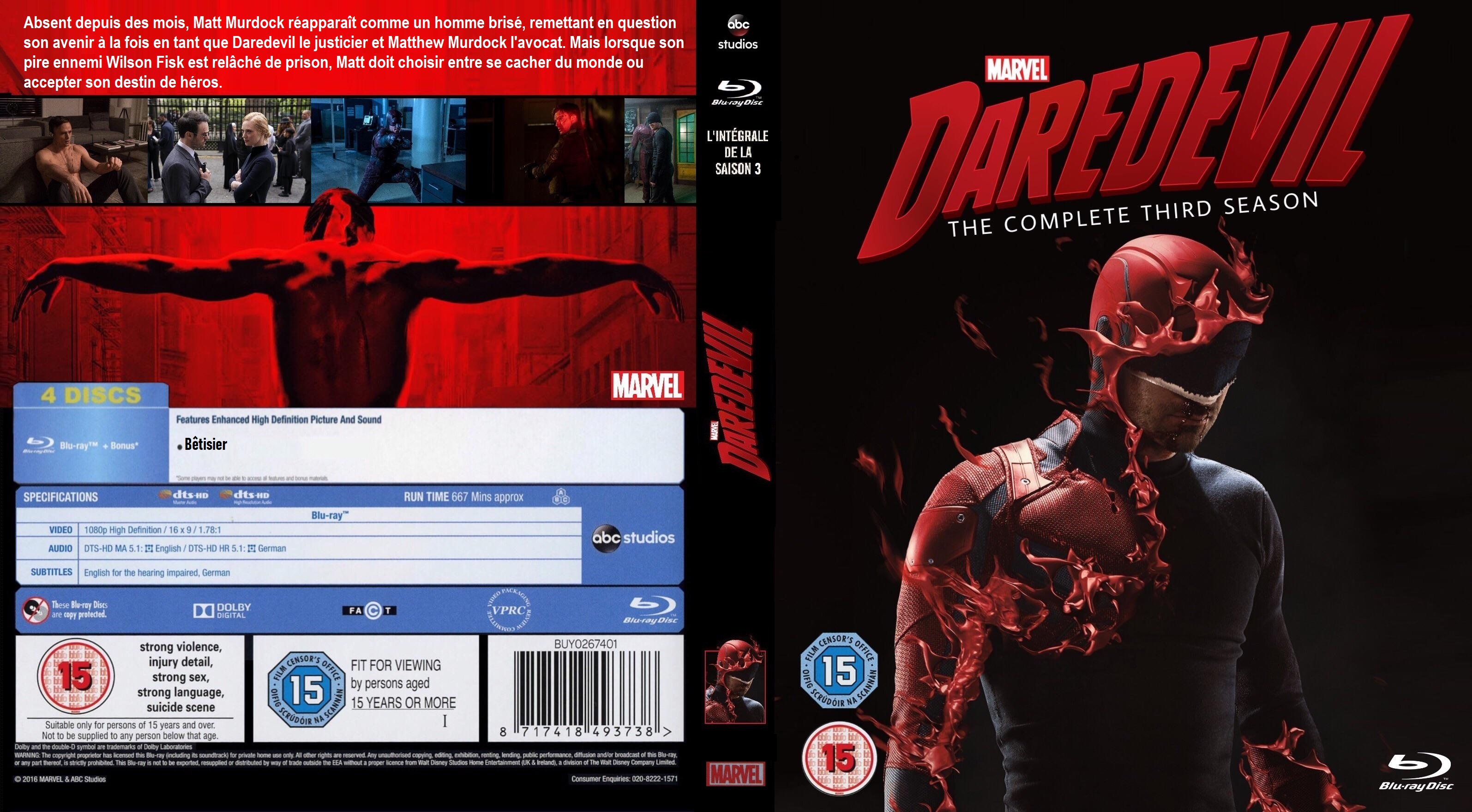 Jaquette DVD Daredevil saison 3  blu-ray custom v2