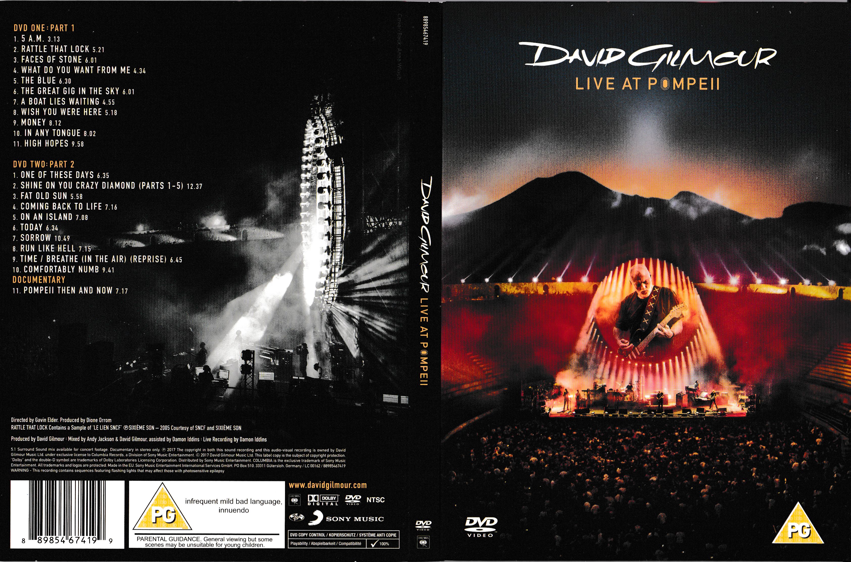Jaquette DVD David Gilmour Live At Pompeii 