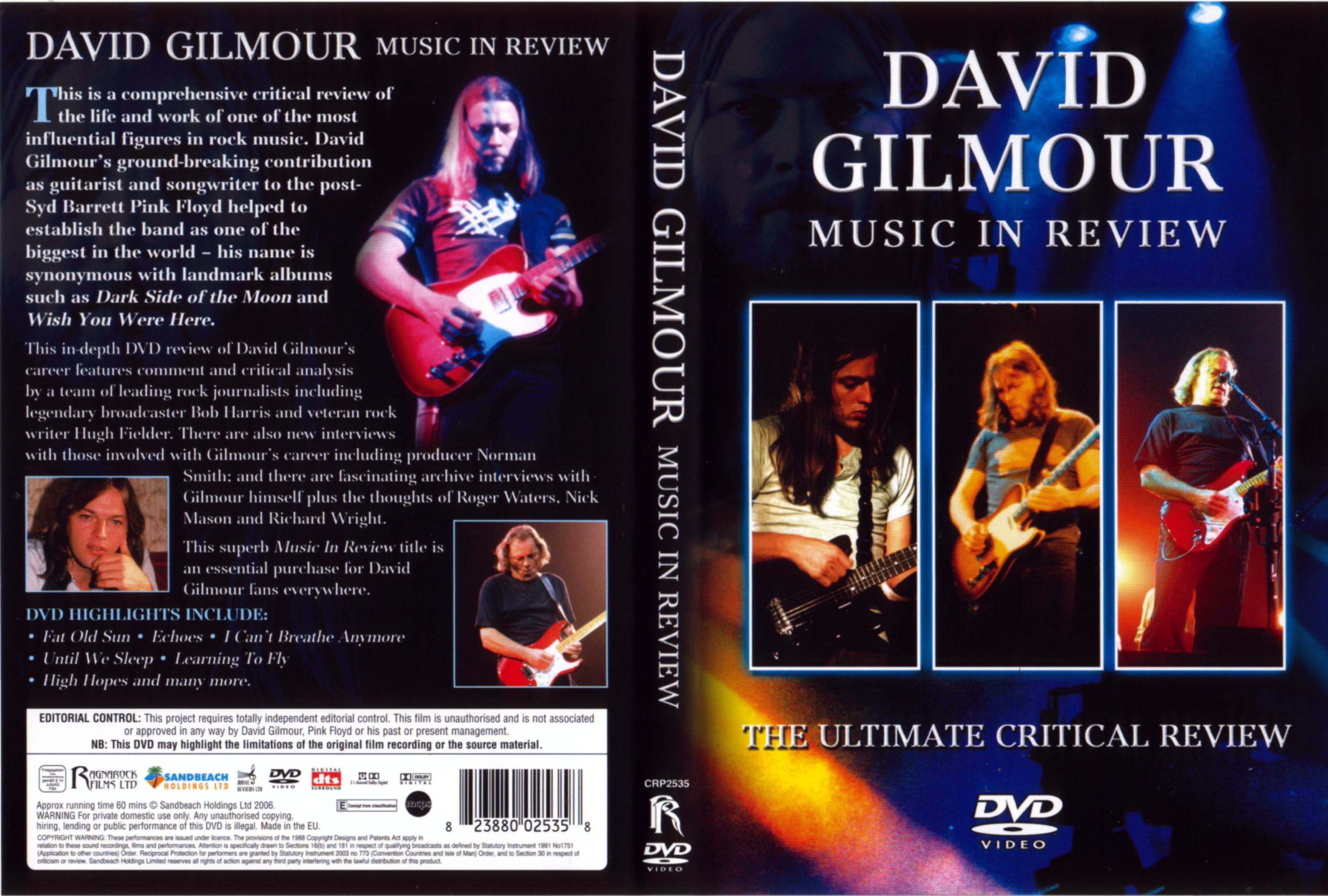 Jaquette DVD David Gilmour Music In Review