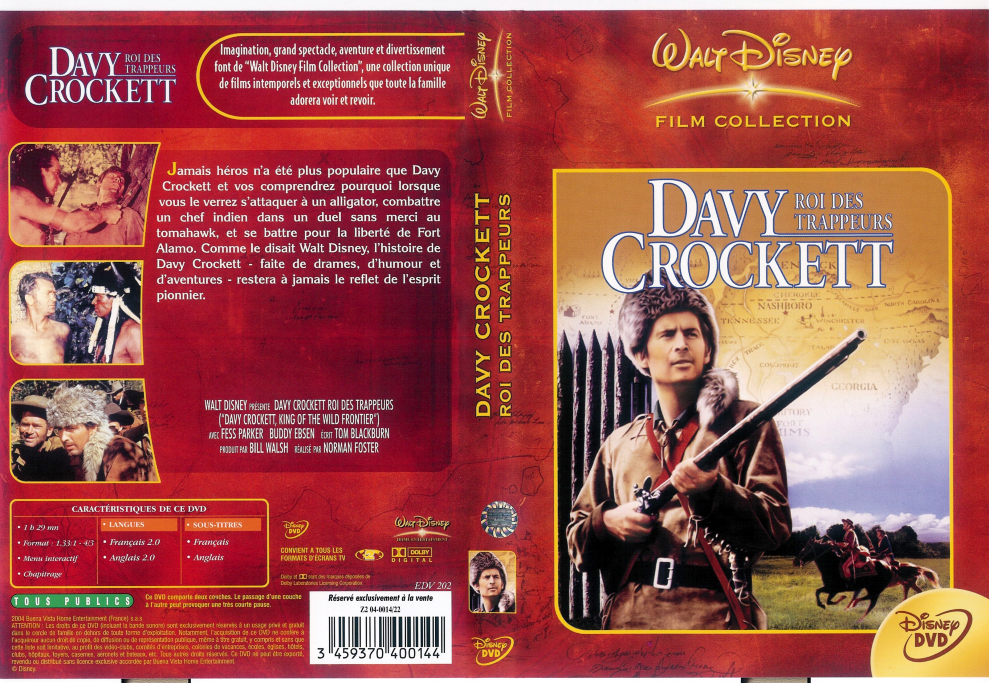 Jaquette DVD Davy Crockett roi des trappeurs