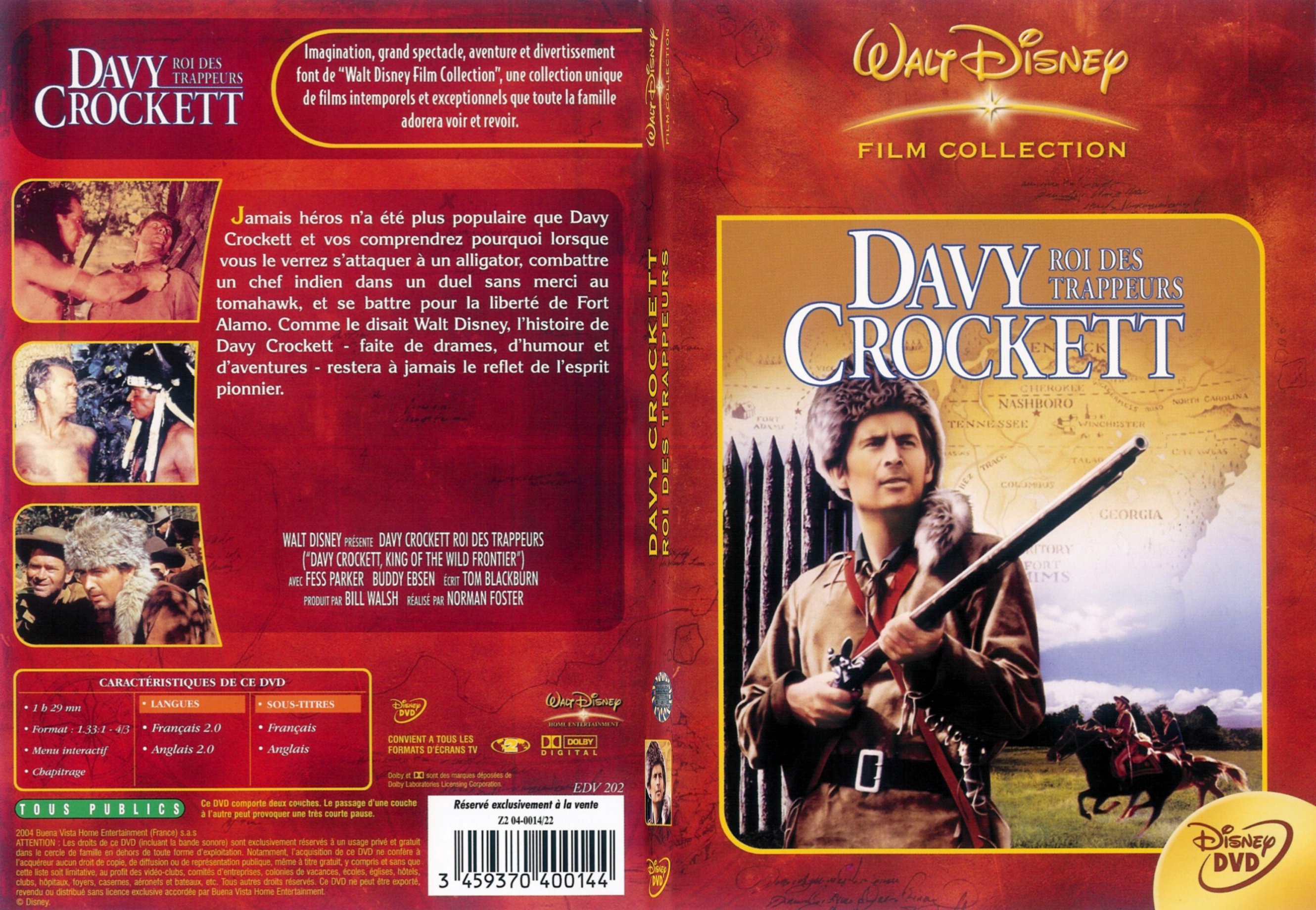 Jaquette DVD Davy Crockett roi des trappeurs - SLIM
