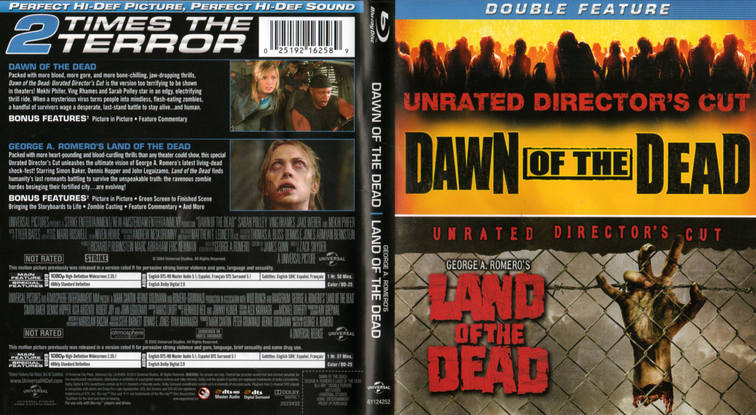Jaquette DVD Dawn of the dead + Land of the dead Zone 1 (BLU-RAY)