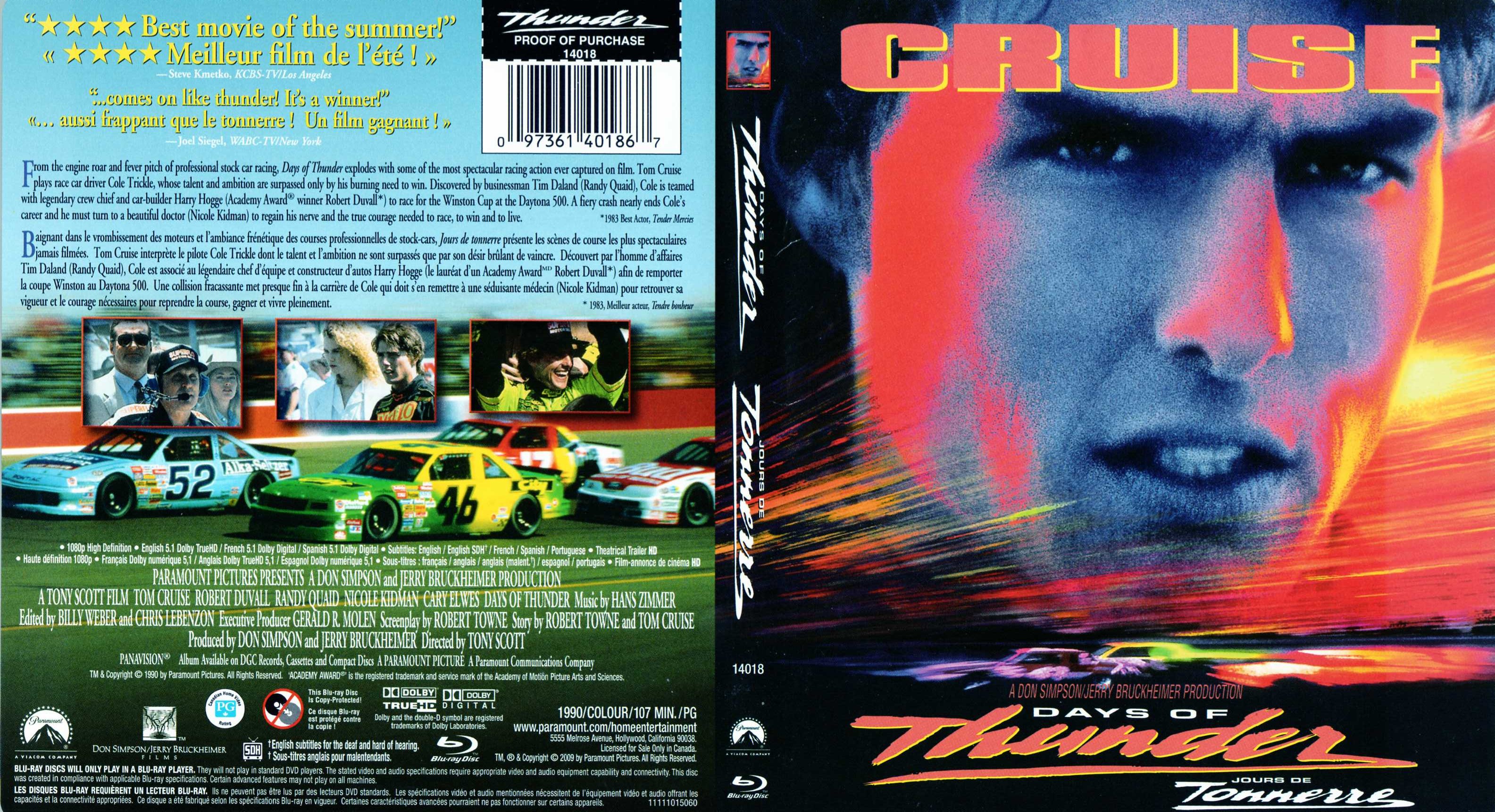 Jaquette DVD Days of thunder - Jours de tonnerre (BLU-RAY)