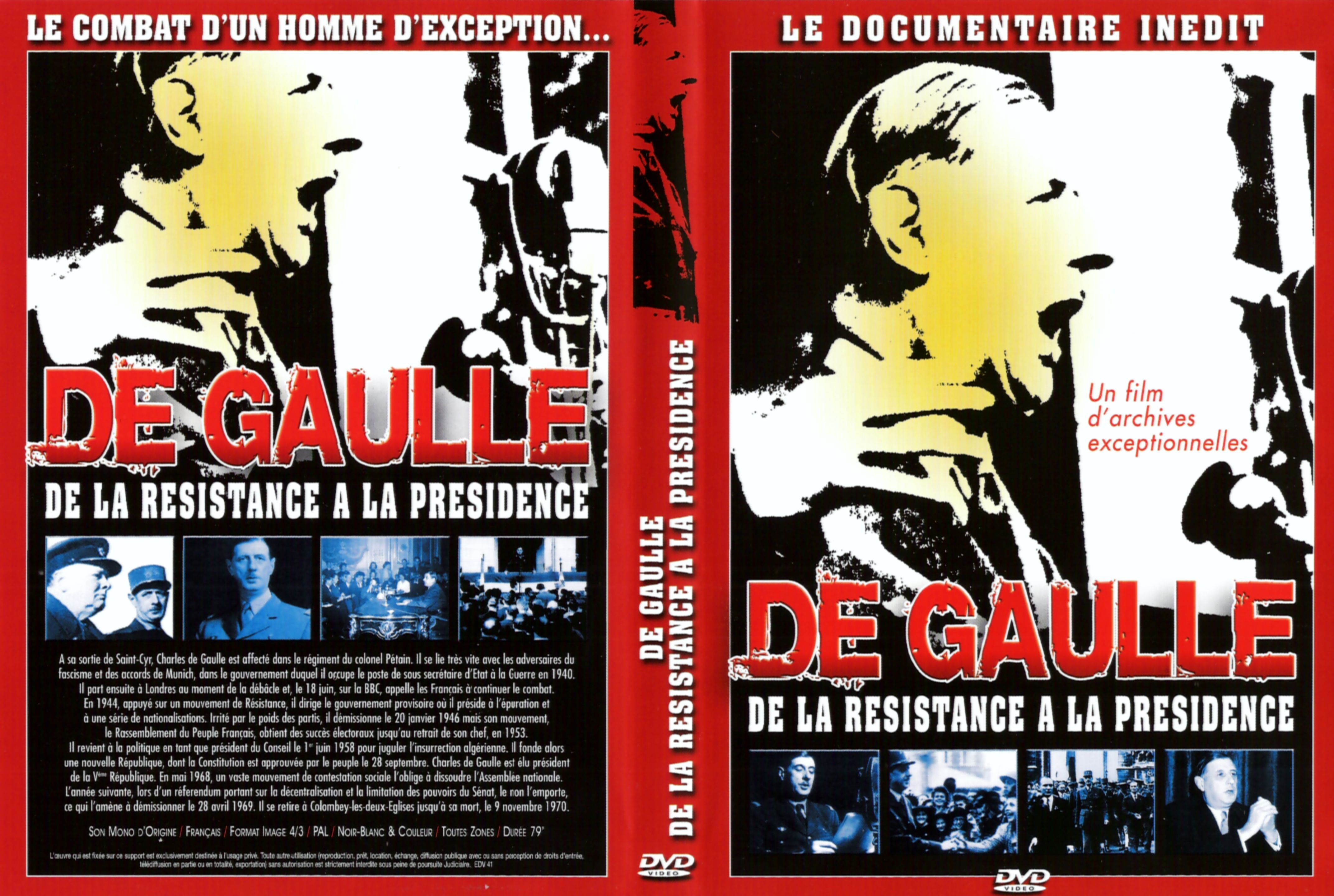 Jaquette DVD De Gaulle De la resistance  la prsidence