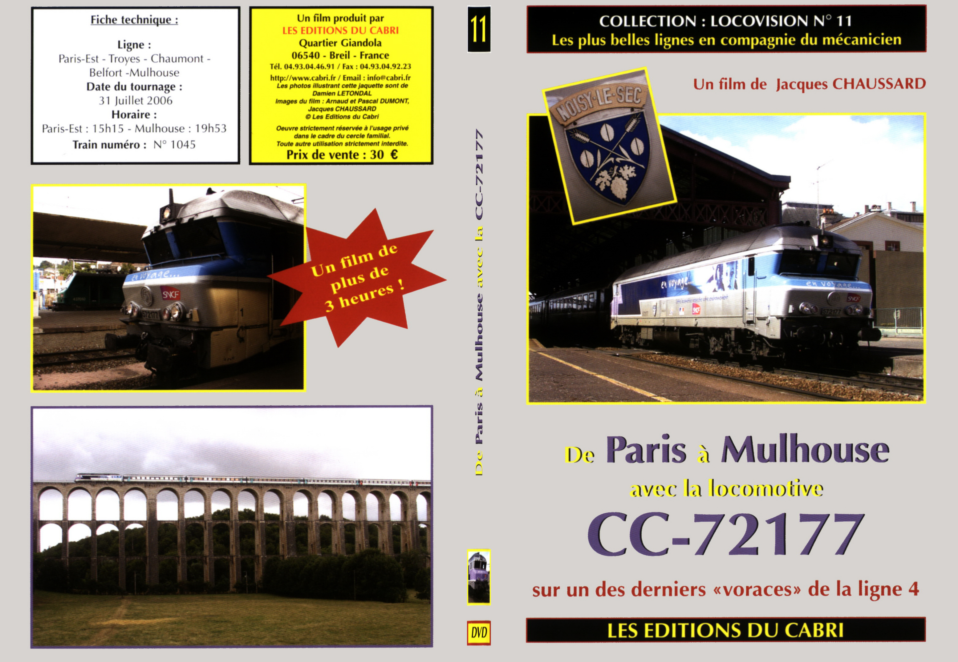 Jaquette DVD De Paris a Mulhouse avec la locomotive CC 72177 - SLIM