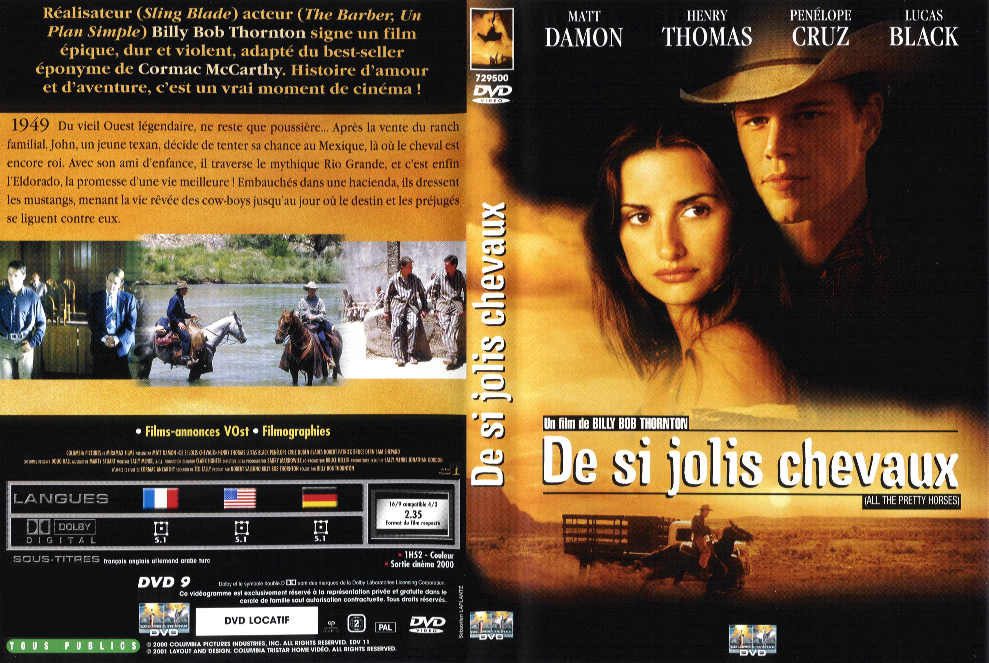 Jaquette DVD De si jolis chevaux
