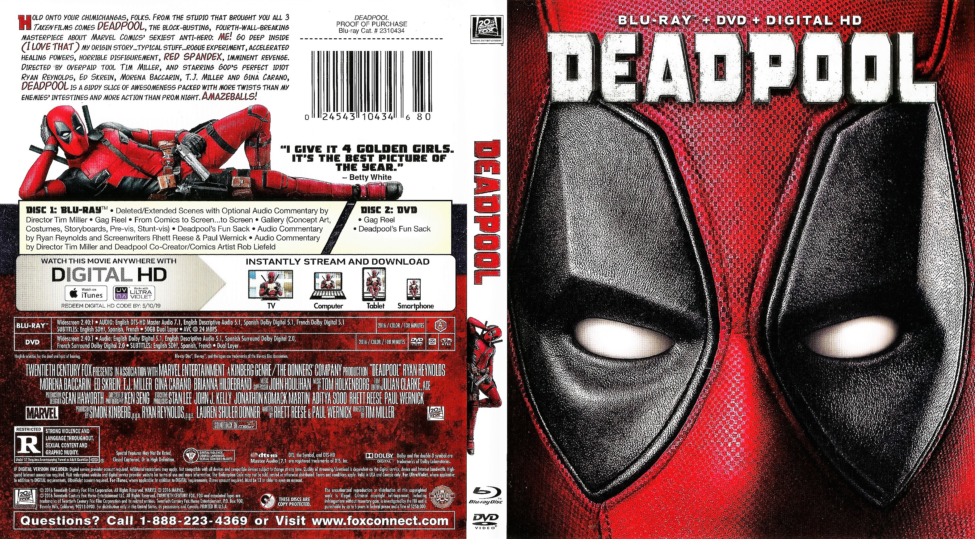 Jaquette DVD Deadpool Zone 1 (BLU-RAY)