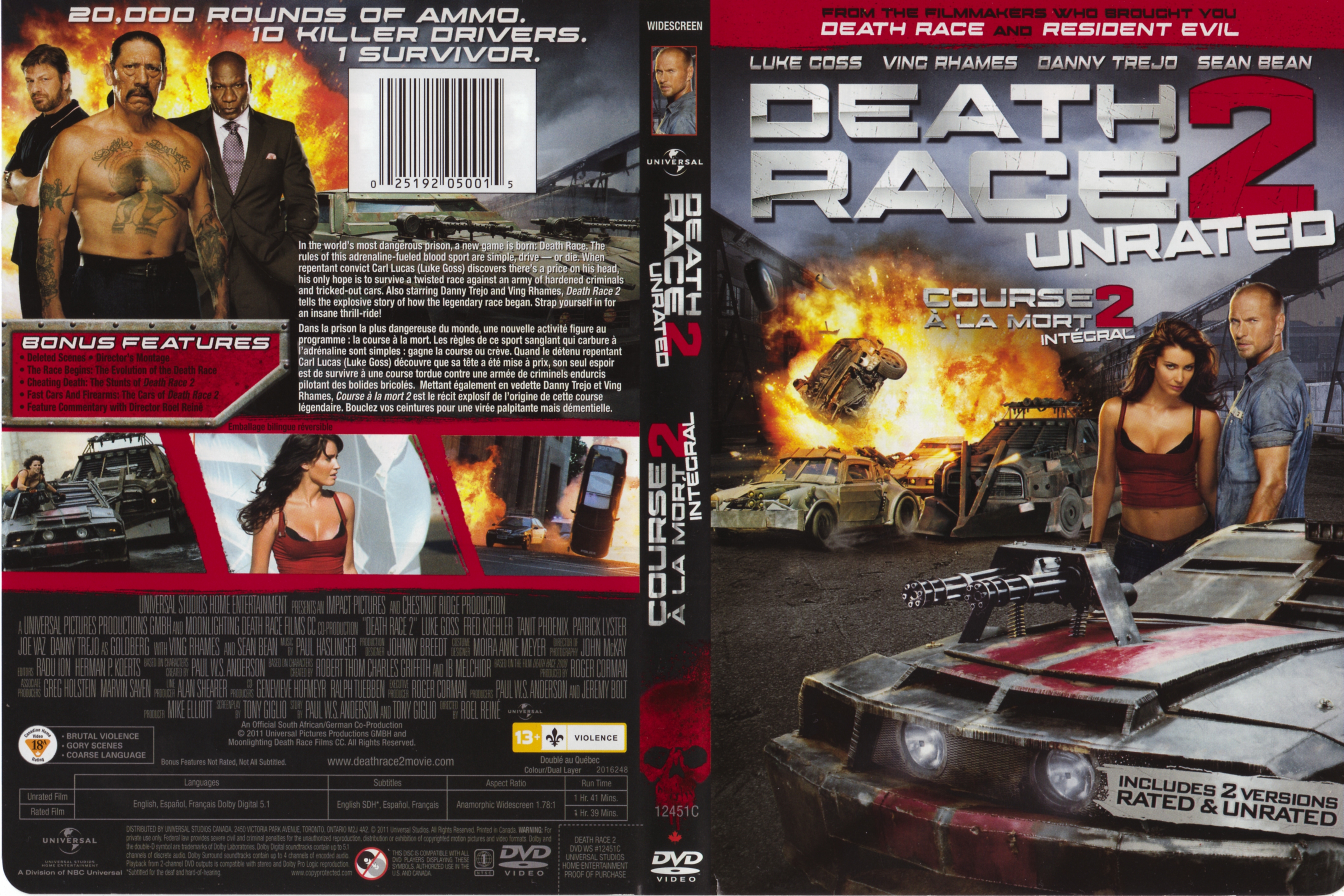Jaquette DVD Death Race 2 - Course  la mort 2 (Canadienne)