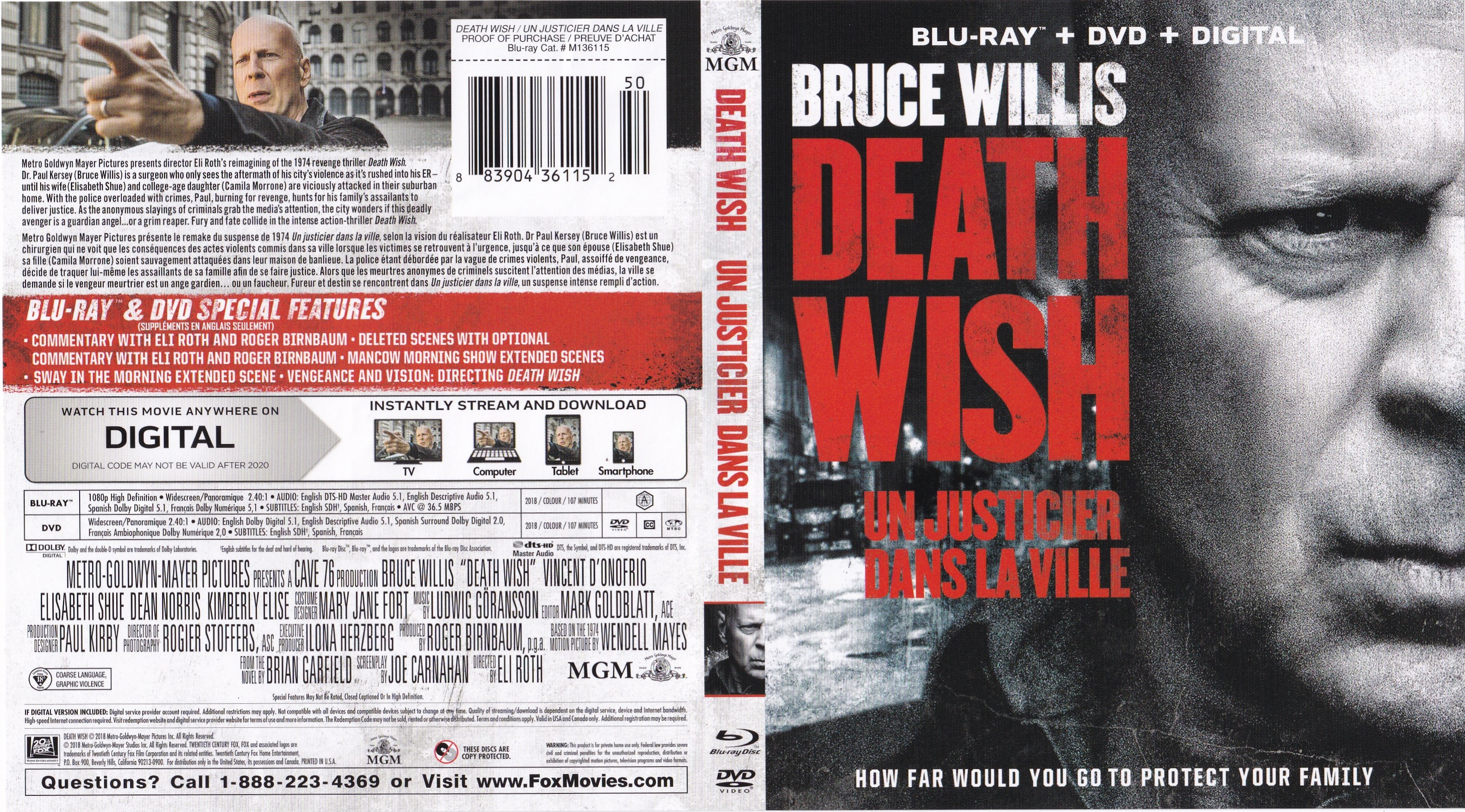 Jaquette DVD Death Wish (2018) (Canadienne) (BLU-RAY)
