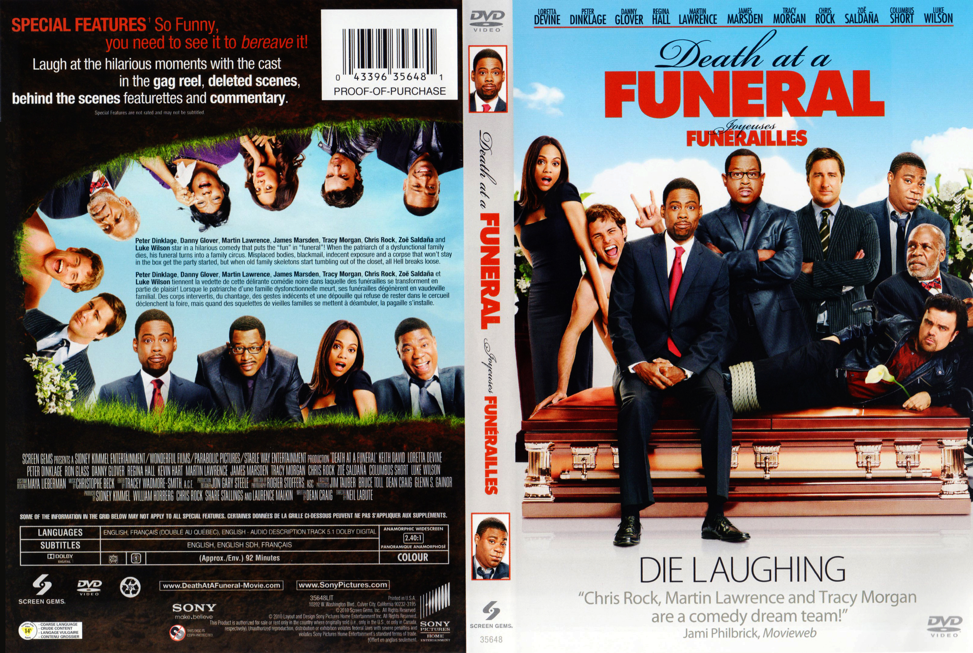 Jaquette DVD Death at a funeral - Joyeuses funrailles (Canadienne)