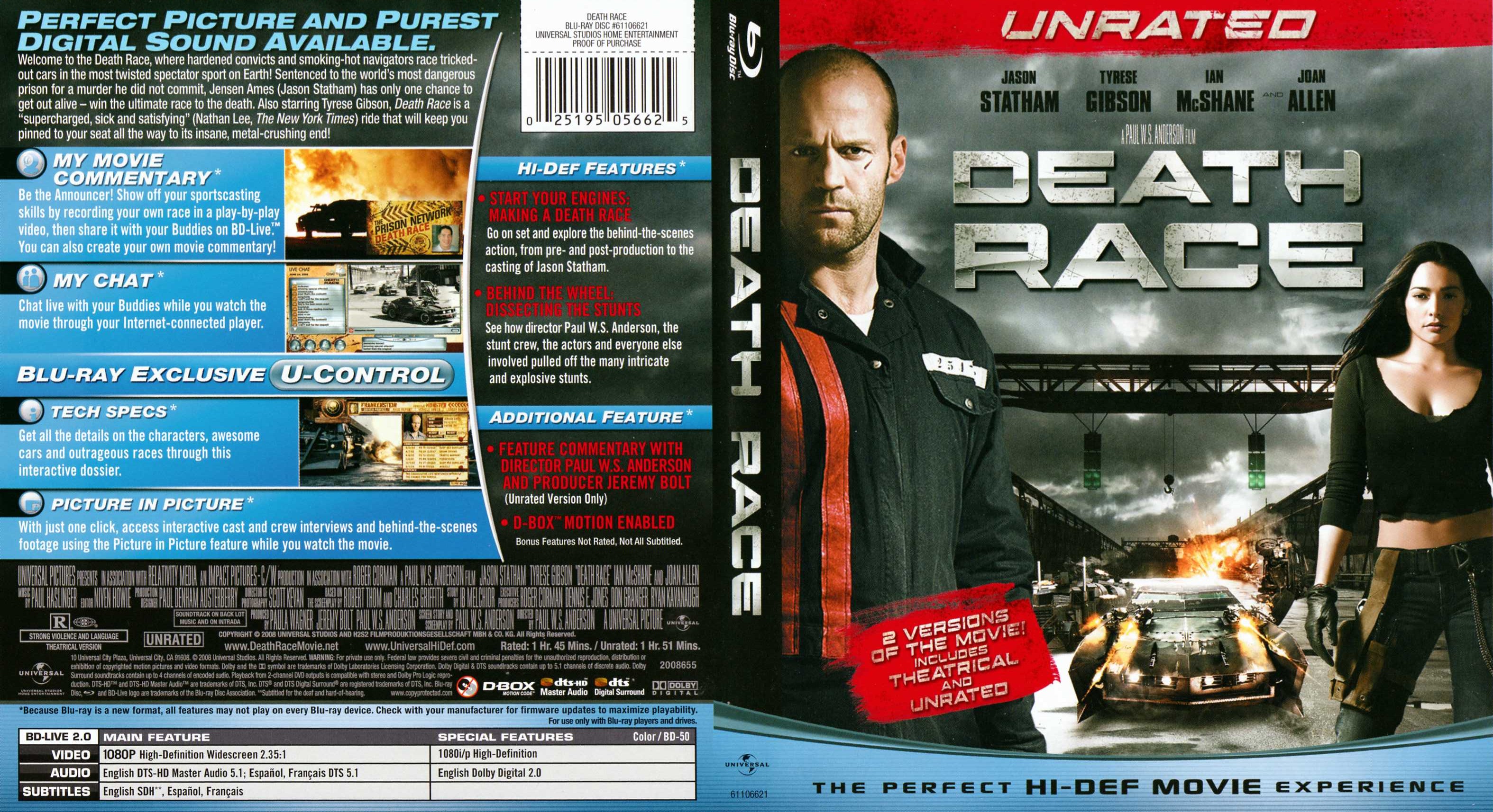Jaquette DVD Death race (BLU-RAY) Zone 1