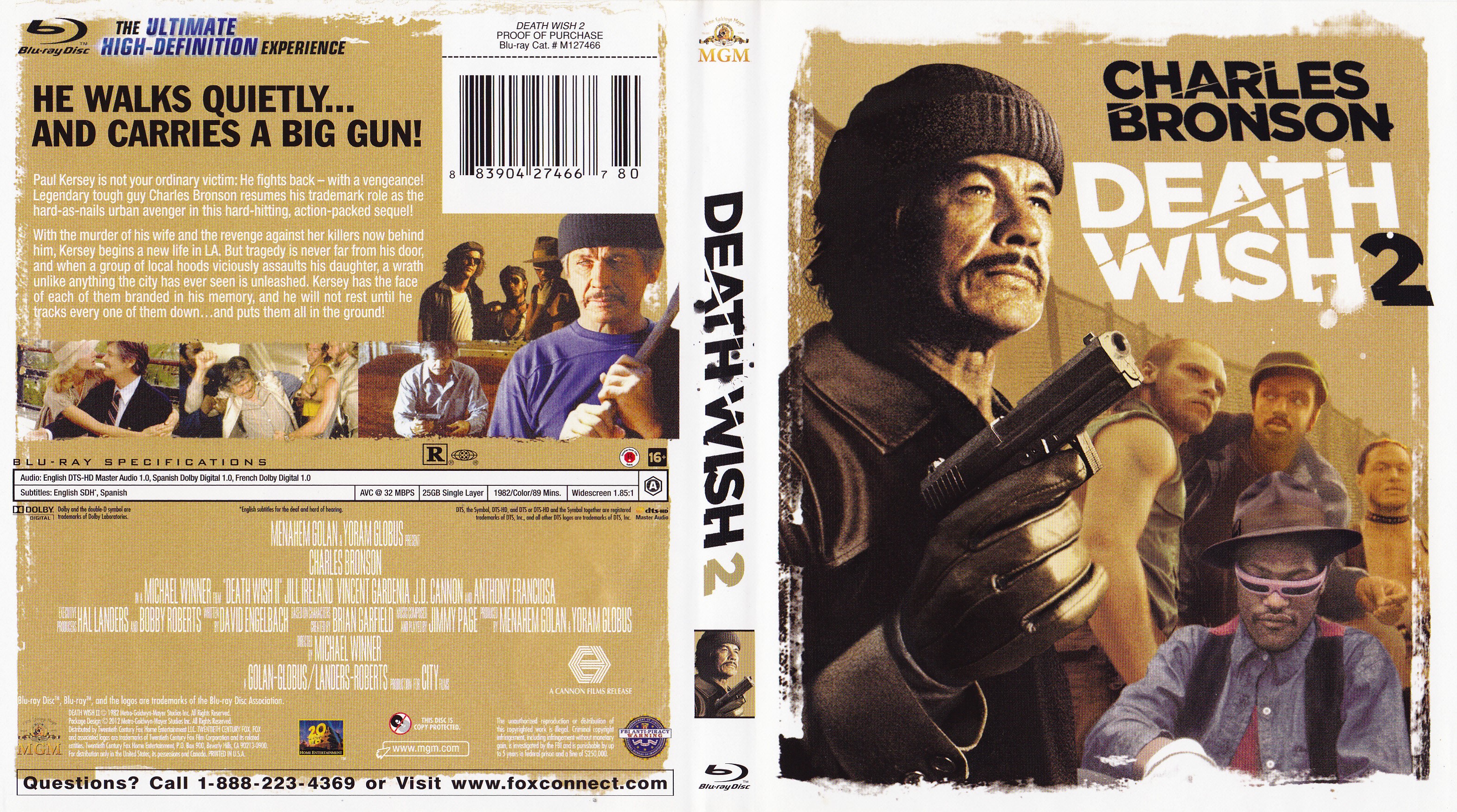 Jaquette DVD Death wish 2 - Un justicier dans la ville 2 Zone 1 (BLU-RAY)