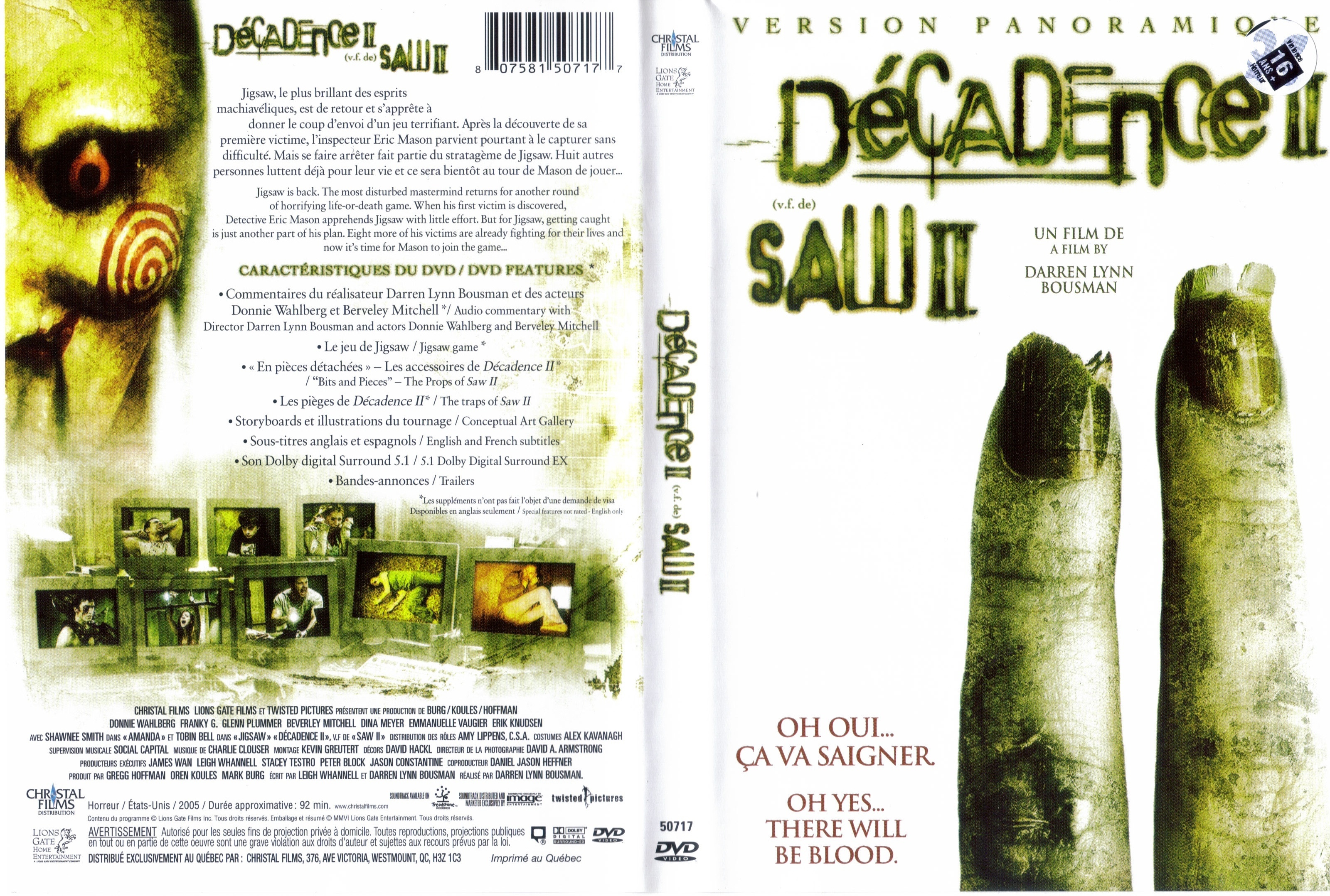 Jaquette DVD Dcadence 2 - Saw 2 (Canadienne)