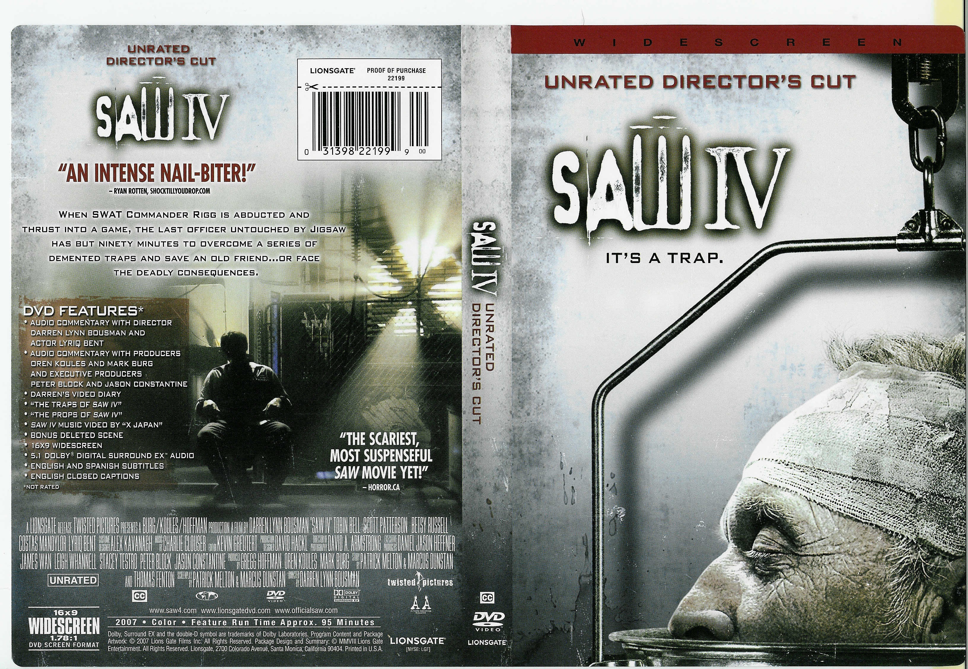 Jaquette DVD Dcadence 4 - Saw 4 (Canadienne)