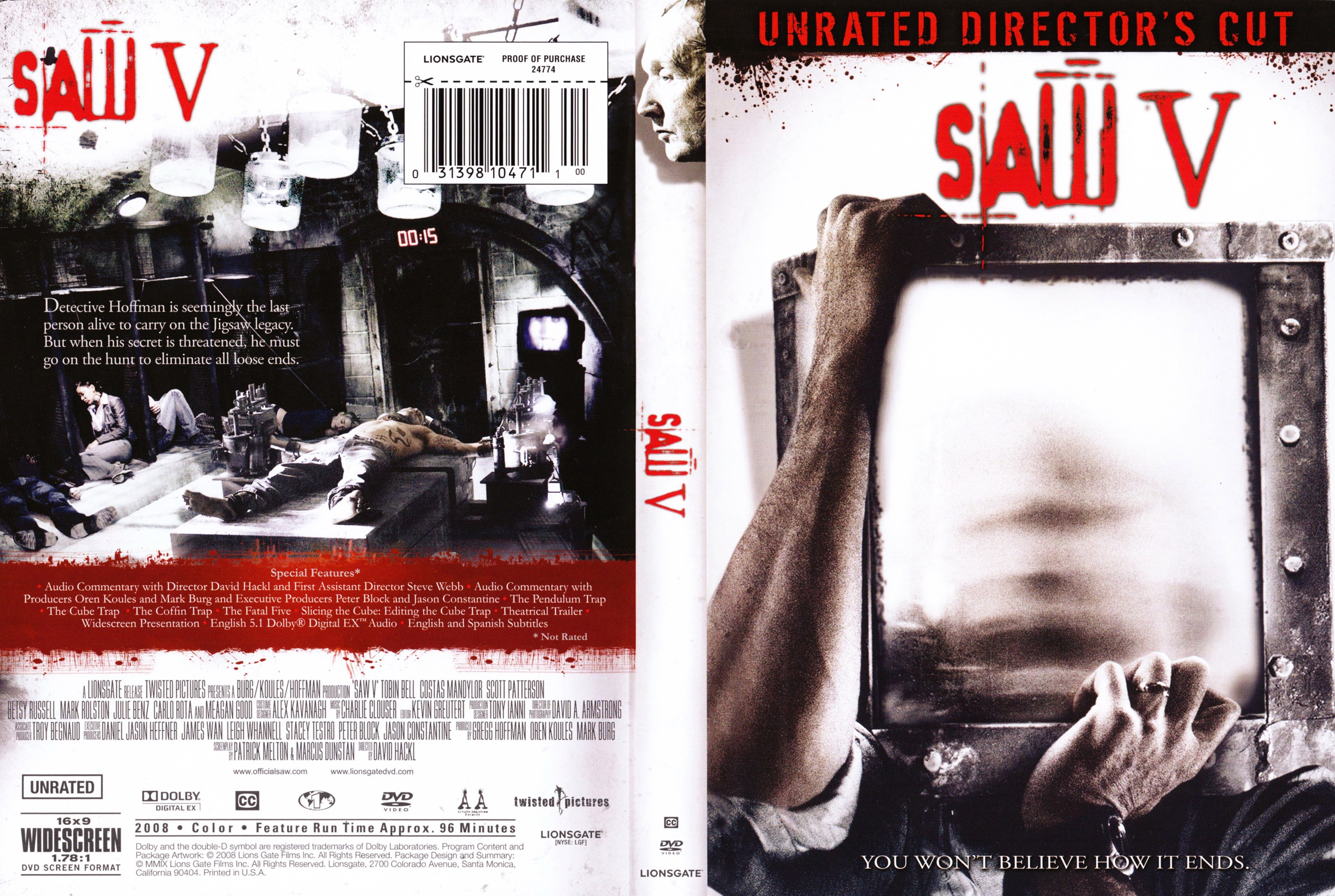 Jaquette DVD Dcadence 5 - Saw 5 (Canadienne)