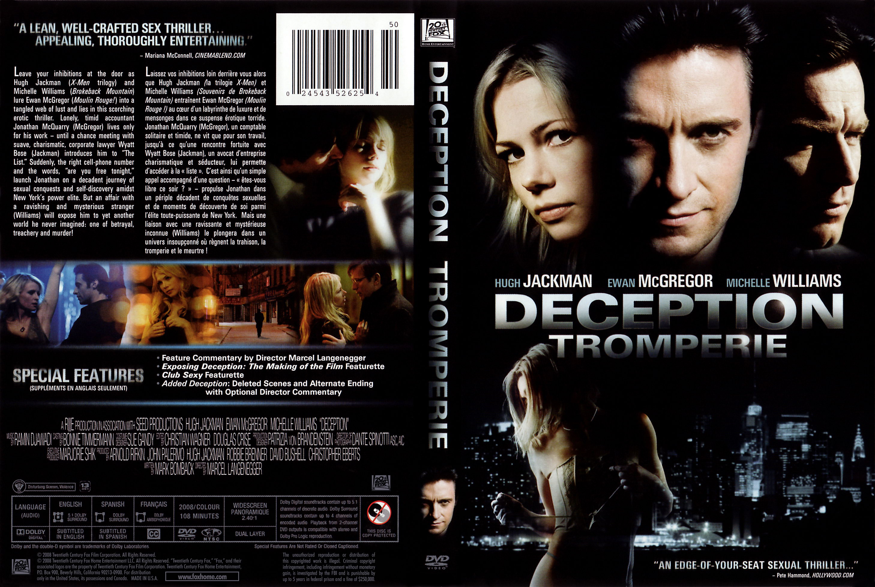 Jaquette DVD Deception - Tromperie (Canadienne)