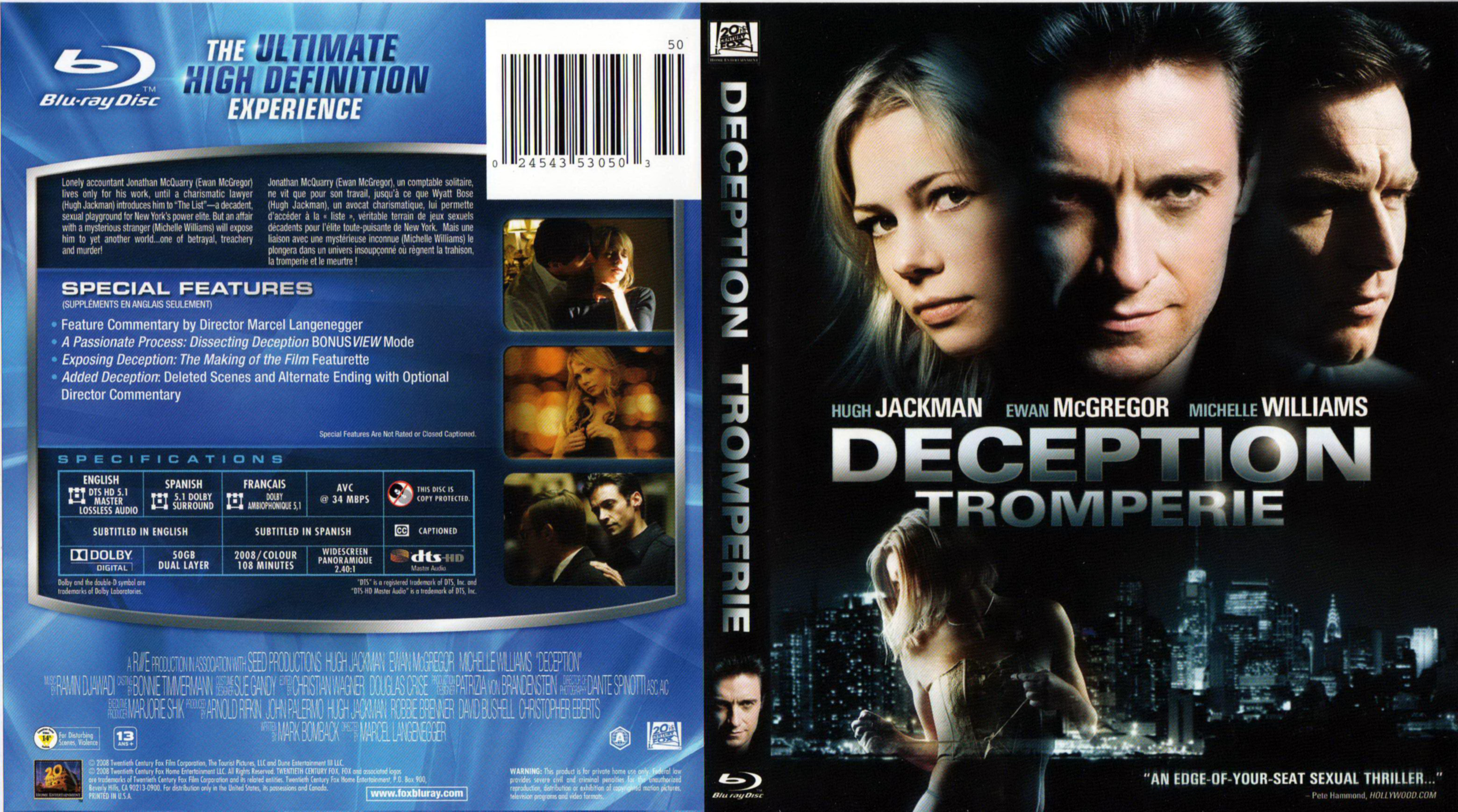 Jaquette DVD Deception - Tromperie (Canadienne) (BLU-RAY)