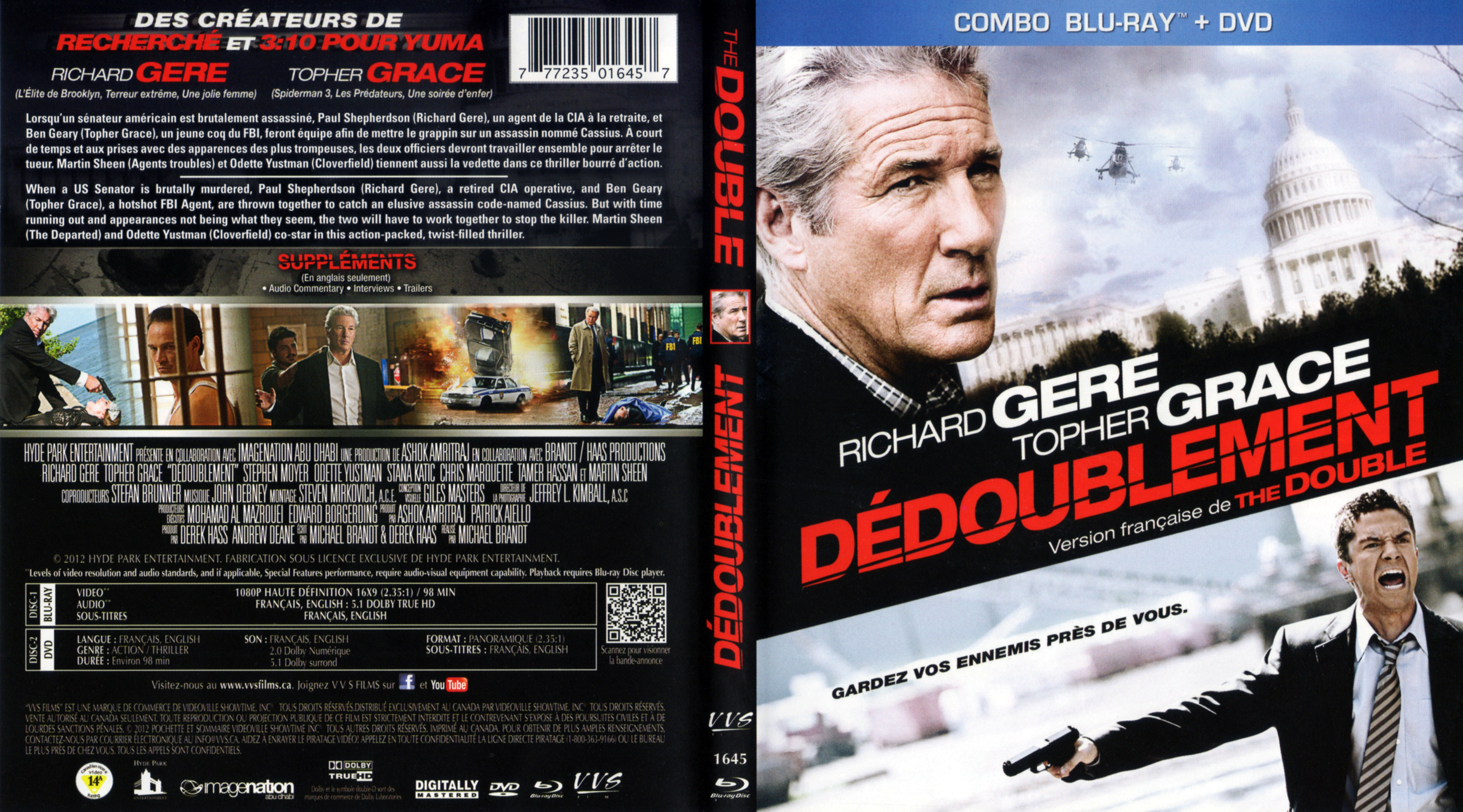 Jaquette DVD Ddoublement - The double (Canadienne) (BLU-RAY)