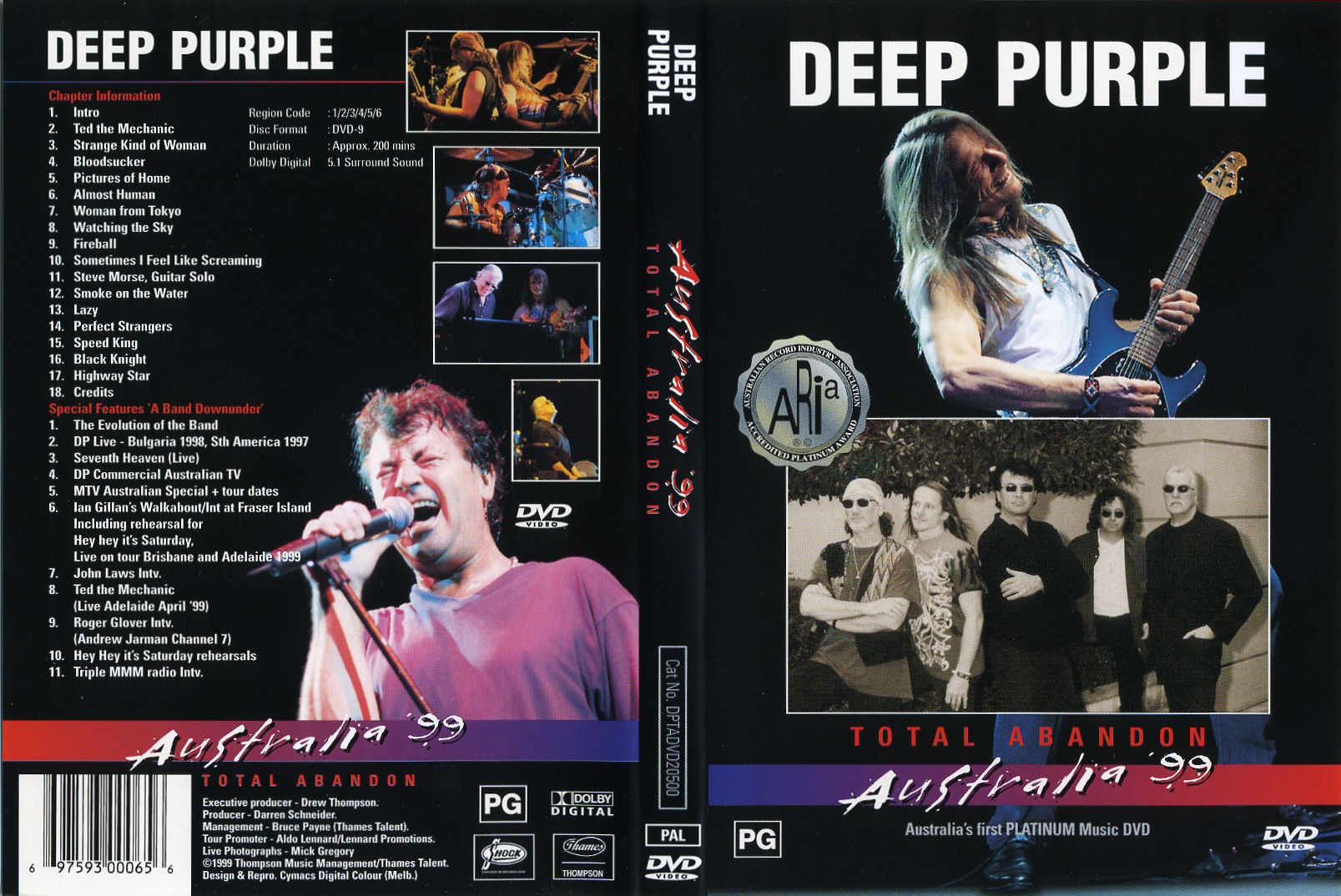 Jaquette DVD Deep Purple - Total Abandon Australia 99