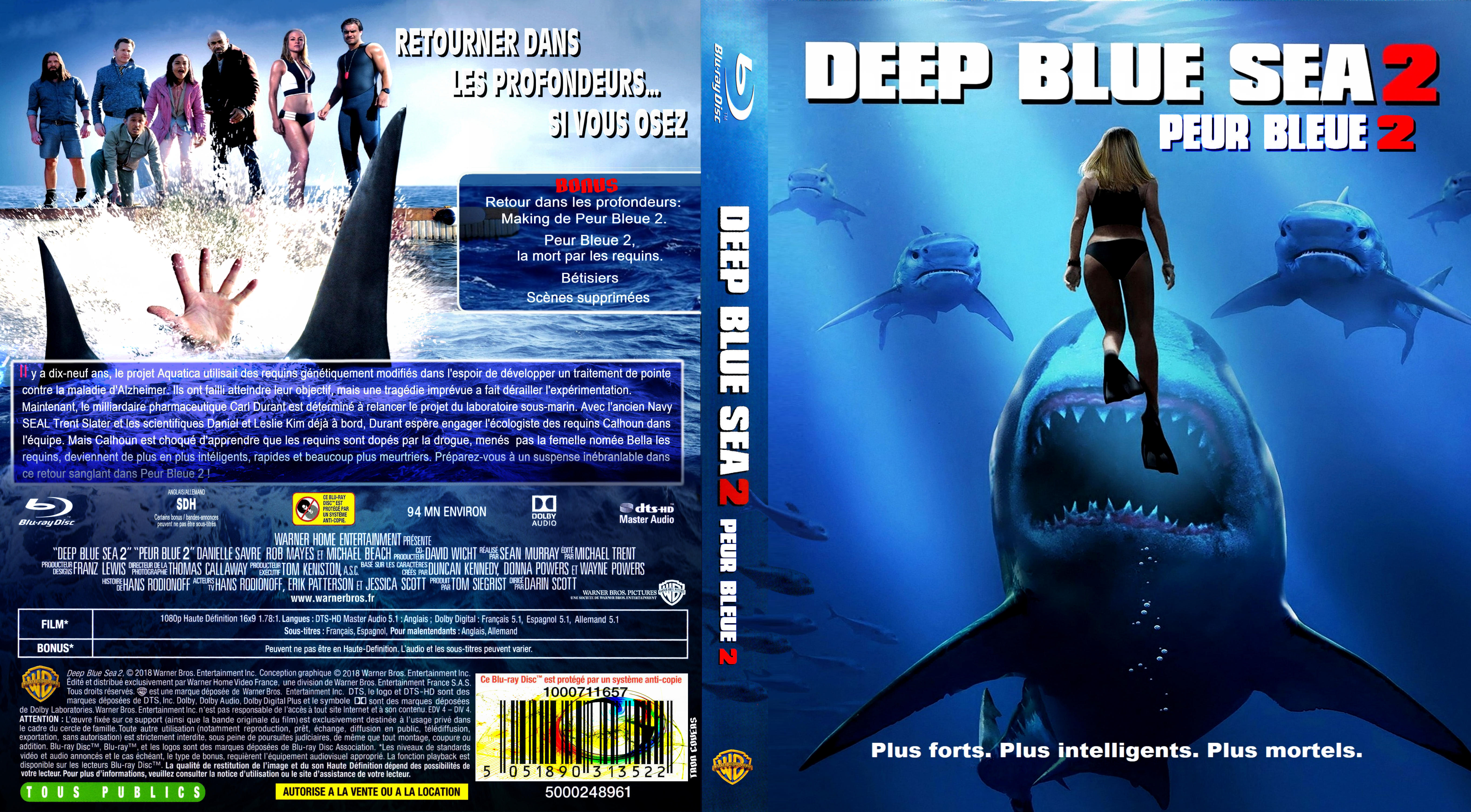 Jaquette DVD Deep blue sea 2 (Peur Bleue 2) custom (BLU-RAY)