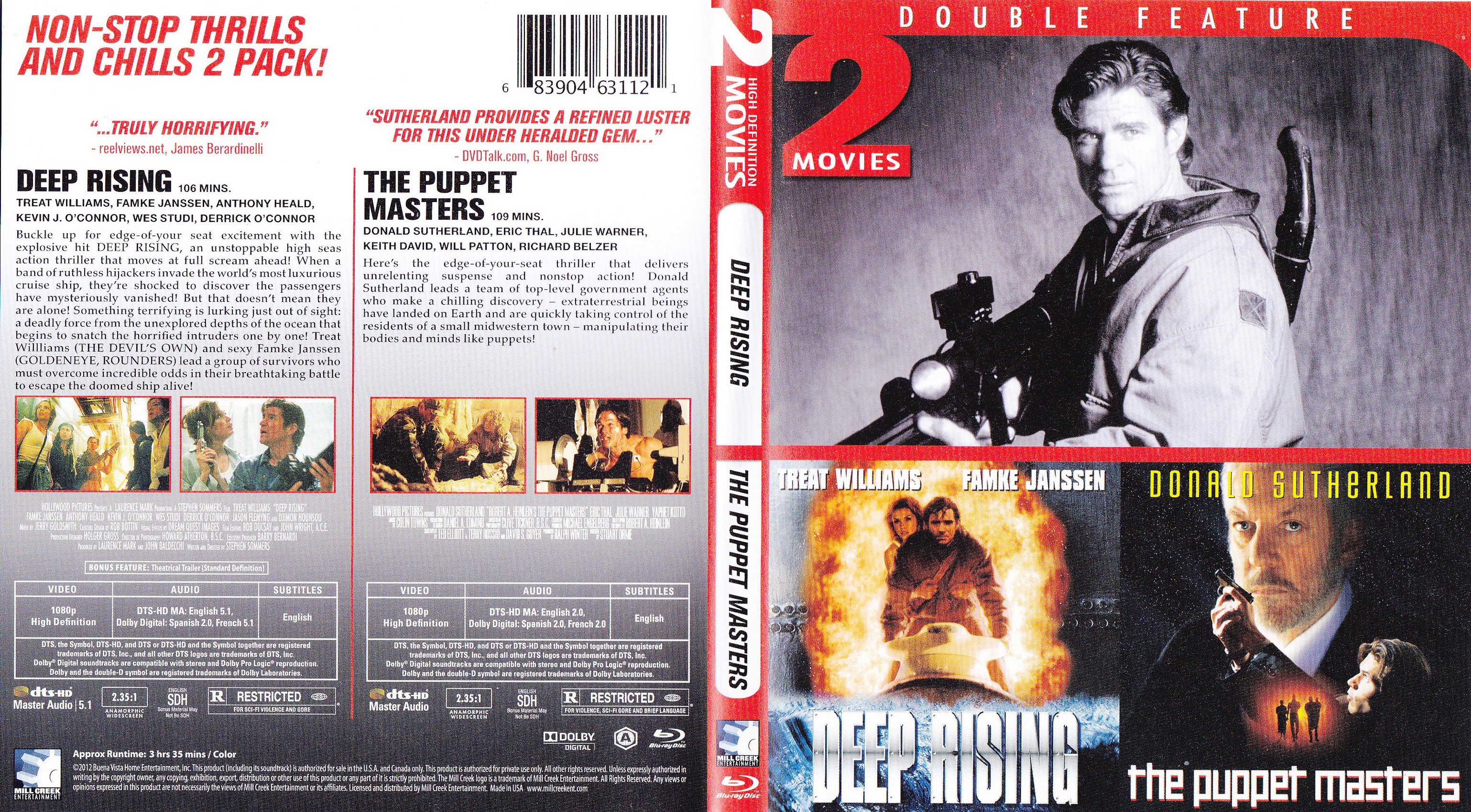 Jaquette DVD Deep rising + The puppet masters Zone 1 (BLU-RAY)