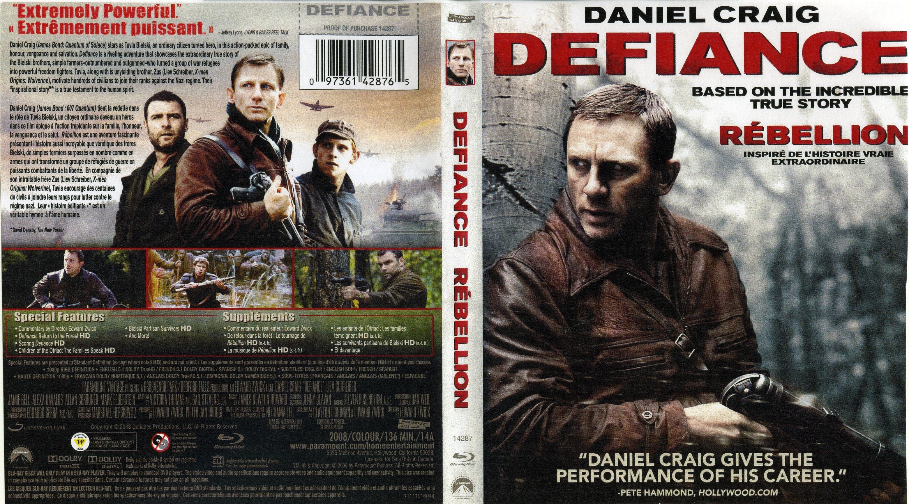 Jaquette DVD Defiance - Rbellion (Canadienne) (BLURAY)