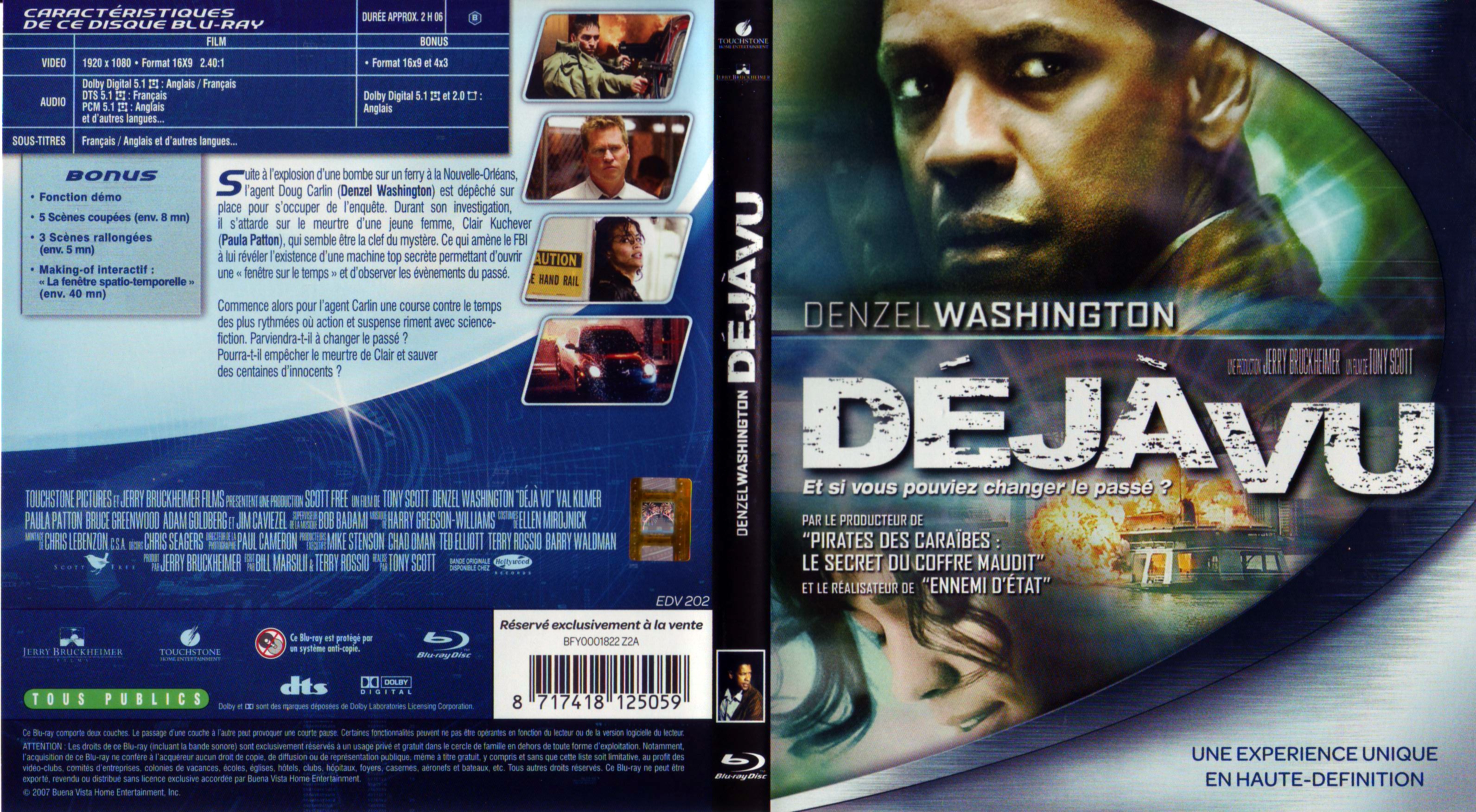 Jaquette Dvd De Deja Vu Blu Ray Cinéma Passion
