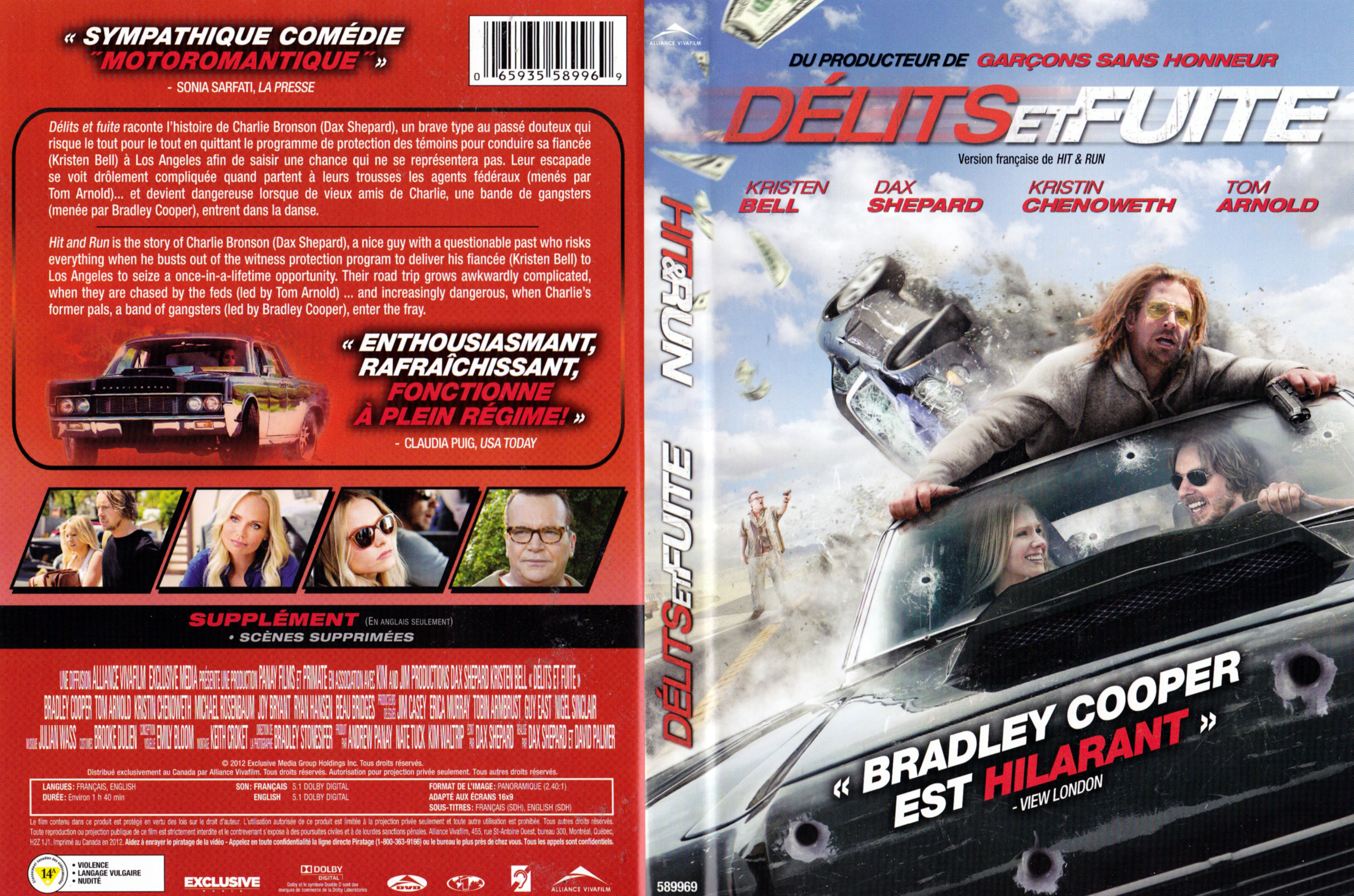 Jaquette DVD Dlits et fuite - Hit & run (Canadienne)